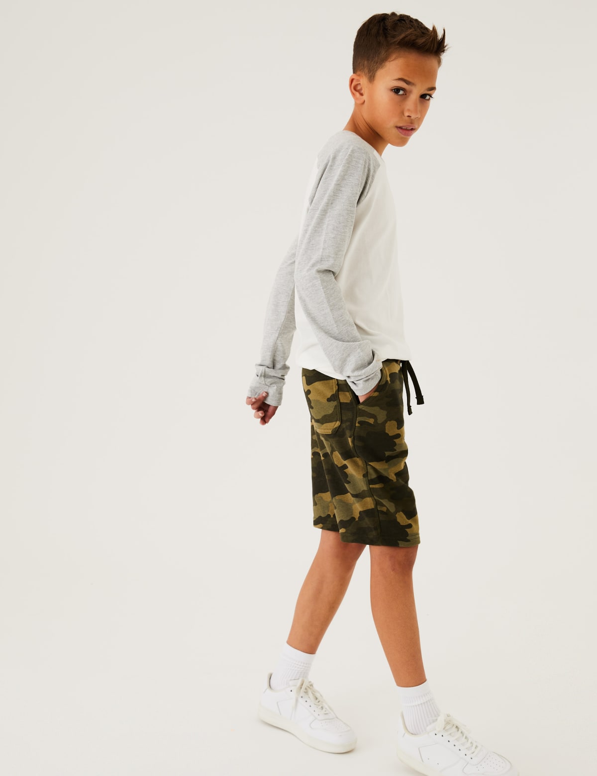 

Marks & Spencer Cotton Rich Camouflage Shorts (6-16 Yrs) (BOYS, KHAKI MIX, 13-14)