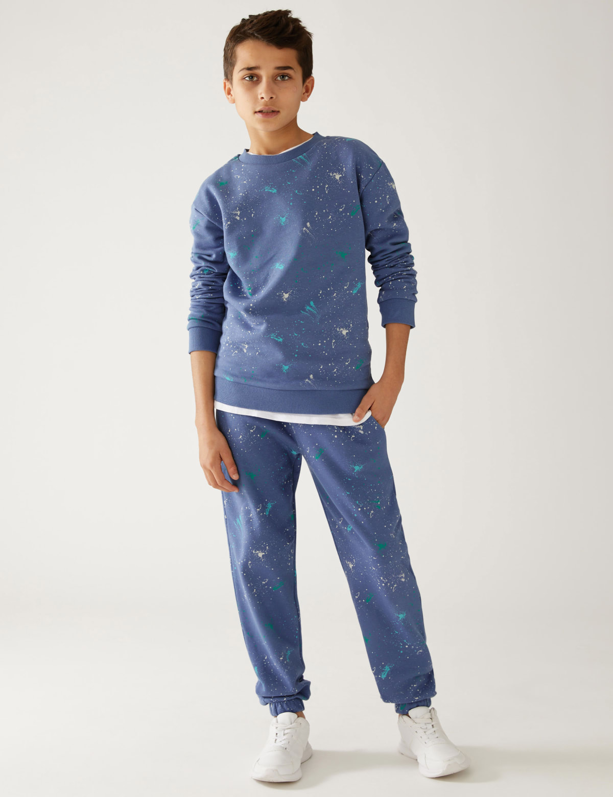 

Marks & Spencer Cotton Rich Paint Splat Joggers (BOYS, MID BLUE, 13-14)