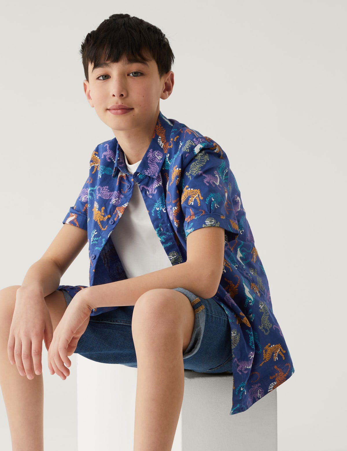 

Marks & Spencer Pure Cotton Animal Print Shirt (BOYS, BLUE MIX, 11-12)