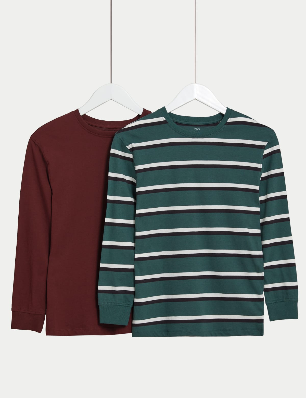 

Marks & Spencer 2pk Pure Cotton Striped & Plain Tops (6-16 Yrs) (BOYS, MULTI, 6-7 Y)