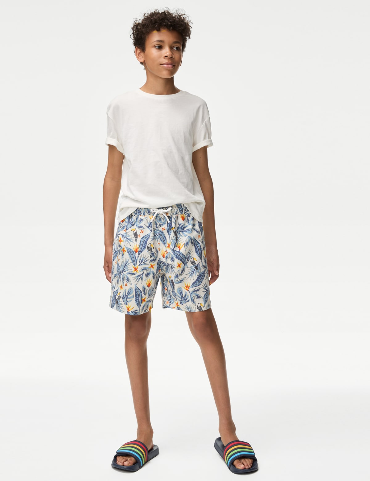 

Marks & Spencer Tropical Print Swim Shorts (6-16 Yrs) (BOYS, ECRU, 11-12)