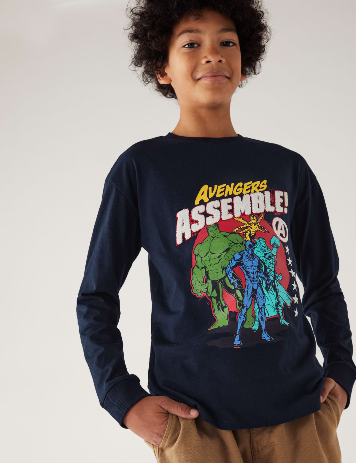 

Marks & Spencer Pure Cotton Avengers™ Top (BOYS, NAVY, 7-8 Y)