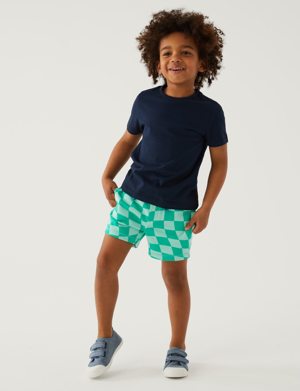 

Marks & Spencer Cotton Rich Checkerboard Shorts (BOYS, GREEN MIX, 3-4 Y)