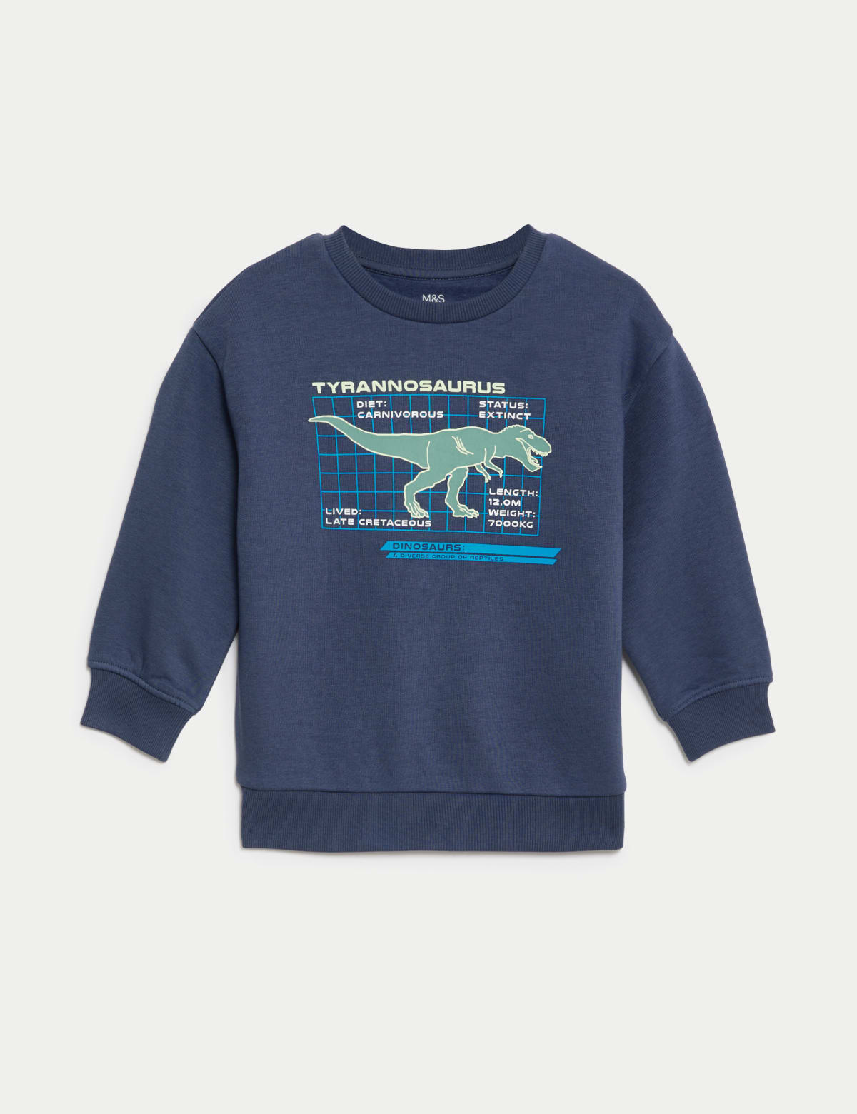 

Marks & Spencer Cotton Rich Dinosaur Sweatshirt (2-8 Yrs) (BOYS, AIR FORCE BLUE, 2-3 Y)