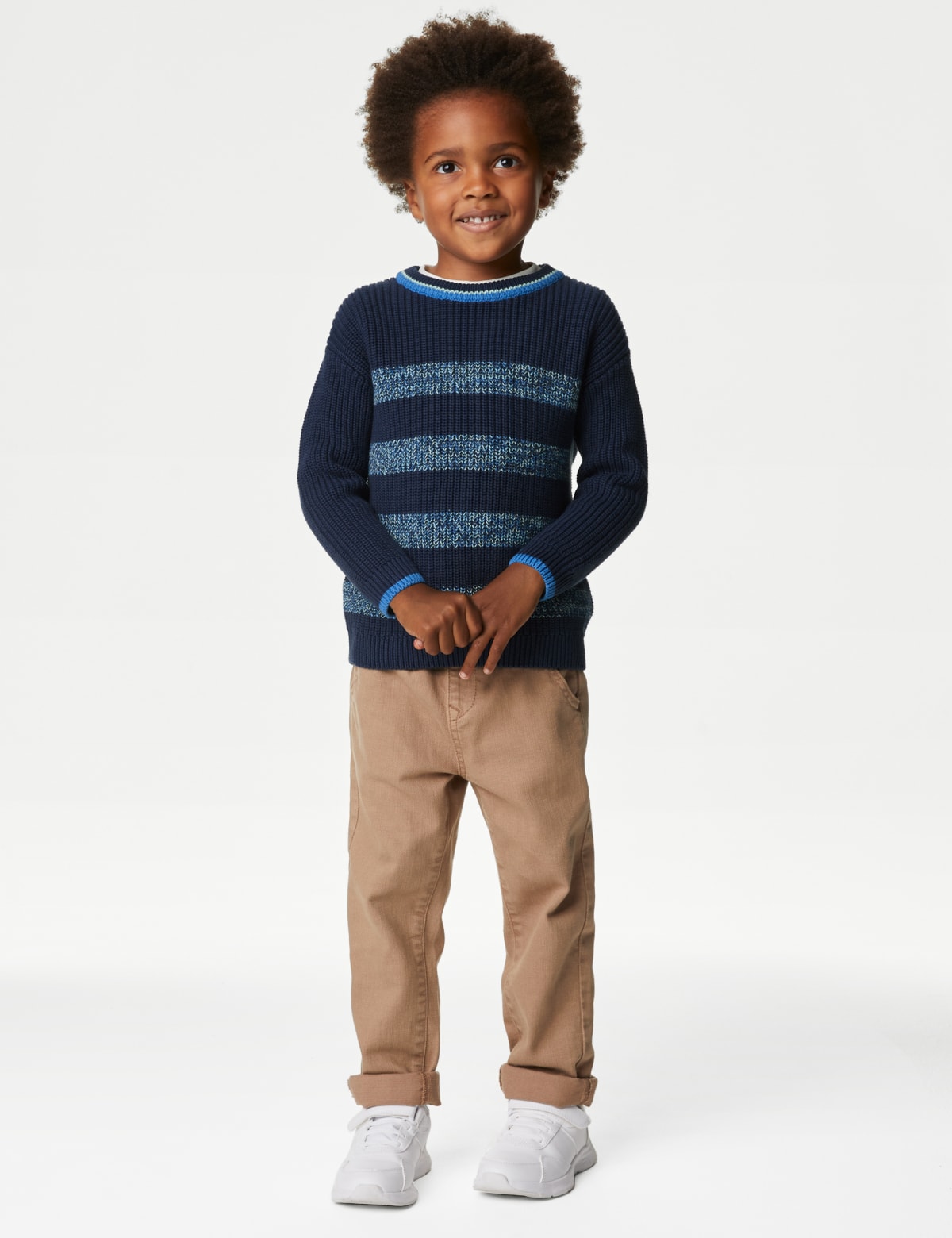 

Marks & Spencer Pure Cotton Striped Knitted Jumper (2-8 Yrs) (BOYS, NAVY MIX, 4-5 Y)