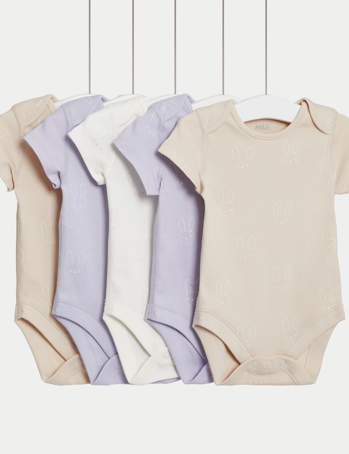 

Marks & Spencer 5pk Pure Cotton Bunny Bodysuits (6½lbs-3 Yrs) (GIRLS, LILAC MIX, 9-12M)