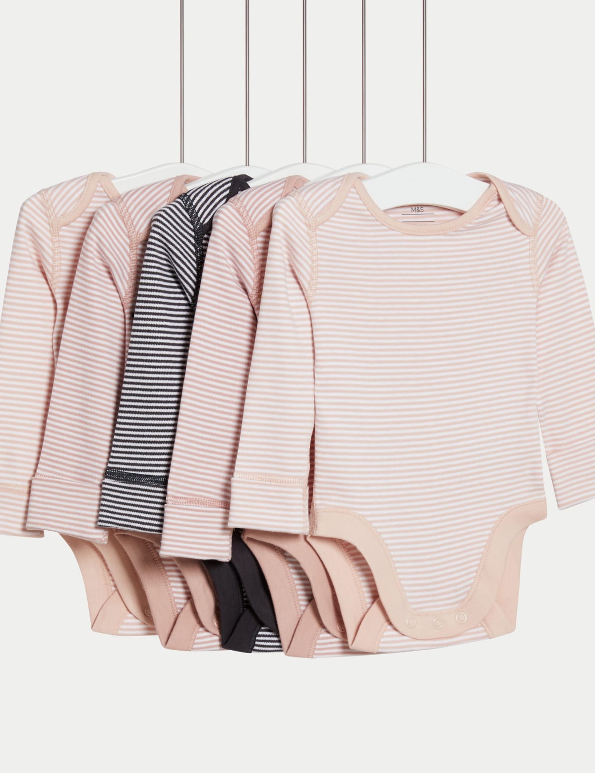 

Marks & Spencer 5pk Pure Cotton Striped Bodysuits (6½lbs-3 Yrs) (GIRLS, PINK MIX, 9-12M)