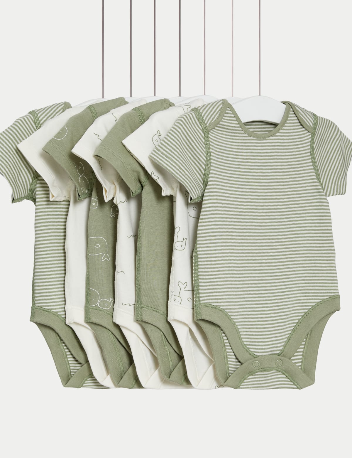 

Marks & Spencer 7pk Pure Cotton Patterned Bodysuits (5lbs-3 Yrs) (BOYS, GREEN MIX, 0-3 M)