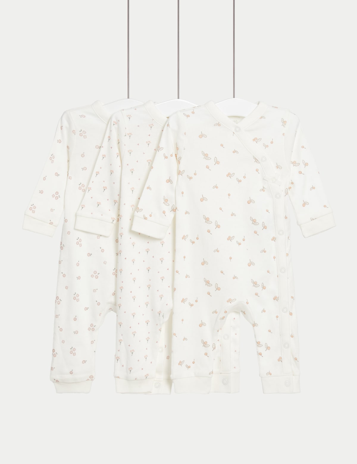 

Marks & Spencer 3pk Pure Cotton Floral Sleepsuits (0-3 Yrs) (UNISEX, CREAM MIX, 12-18)