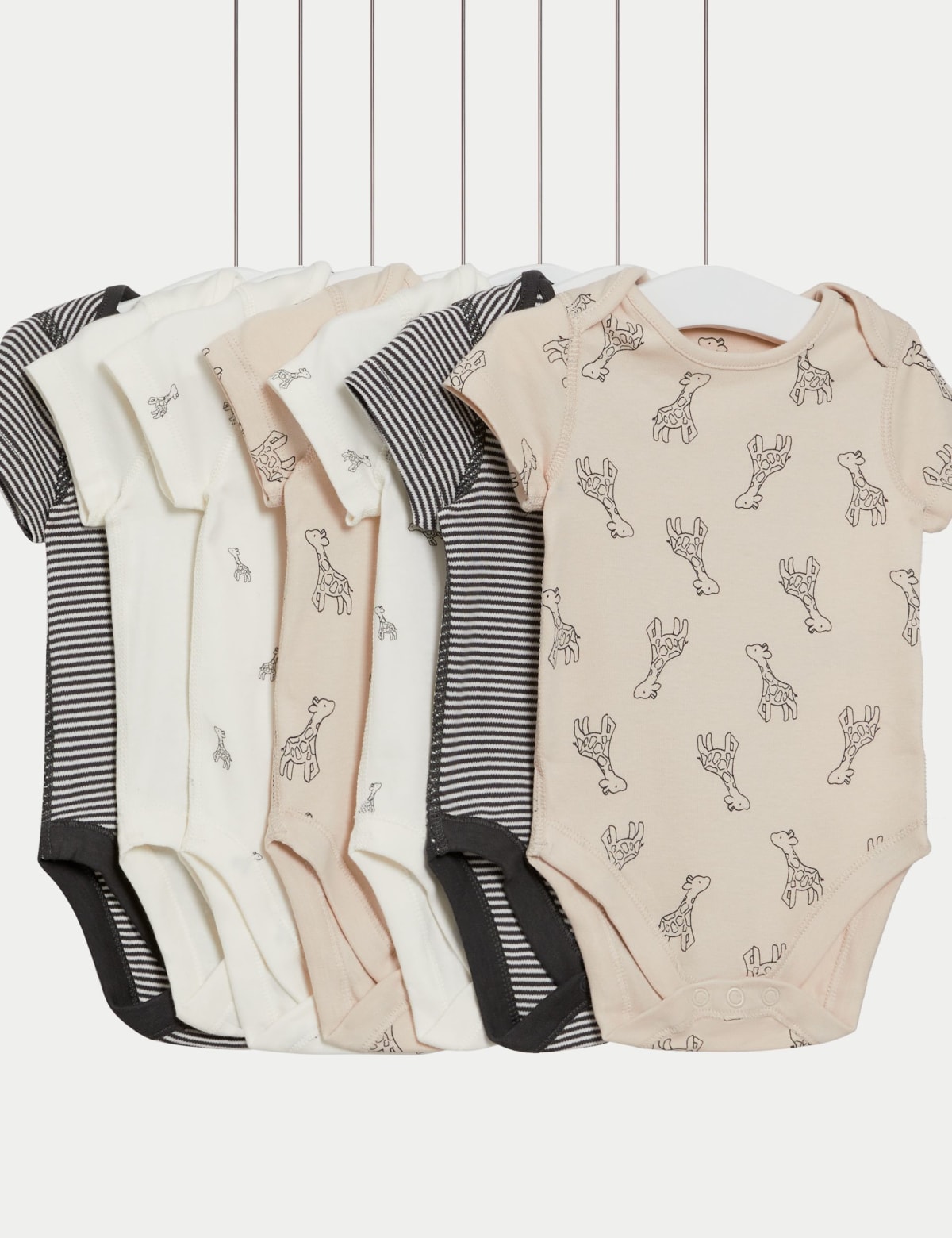 

Marks & Spencer 7pk Pure Cotton Giraffe & Striped Bodysuits (5lbs-3 Yrs) (UNISEX, YELLOW MIX, 9-12M)