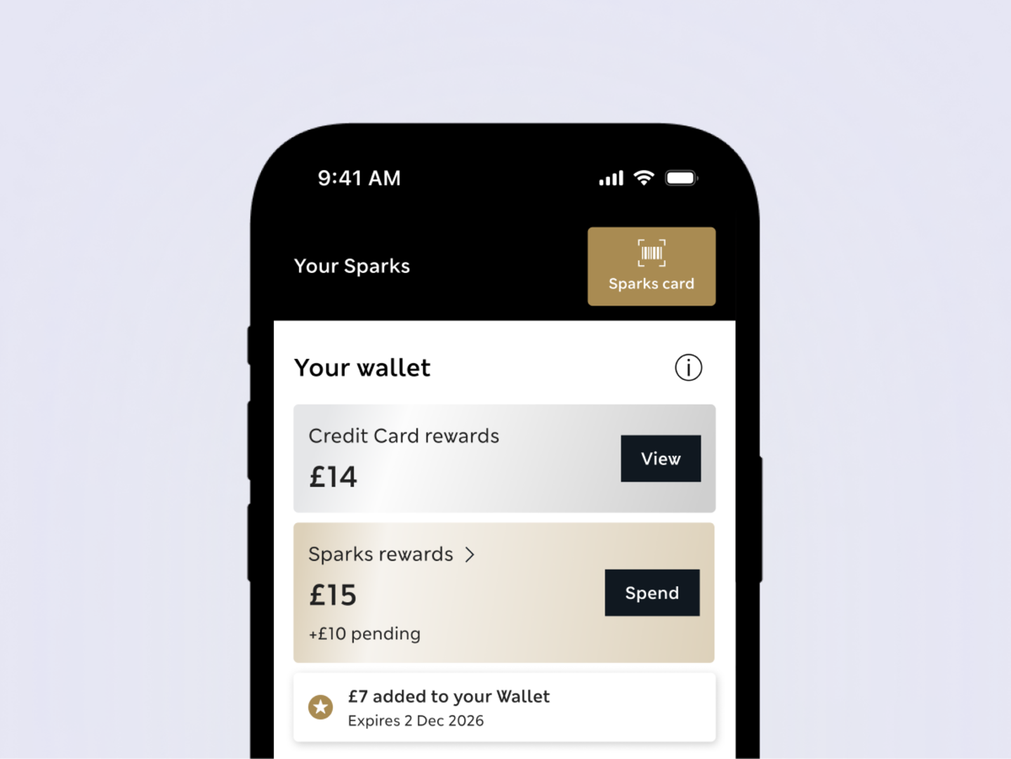 Mobile phone with M&S app showing rewards points