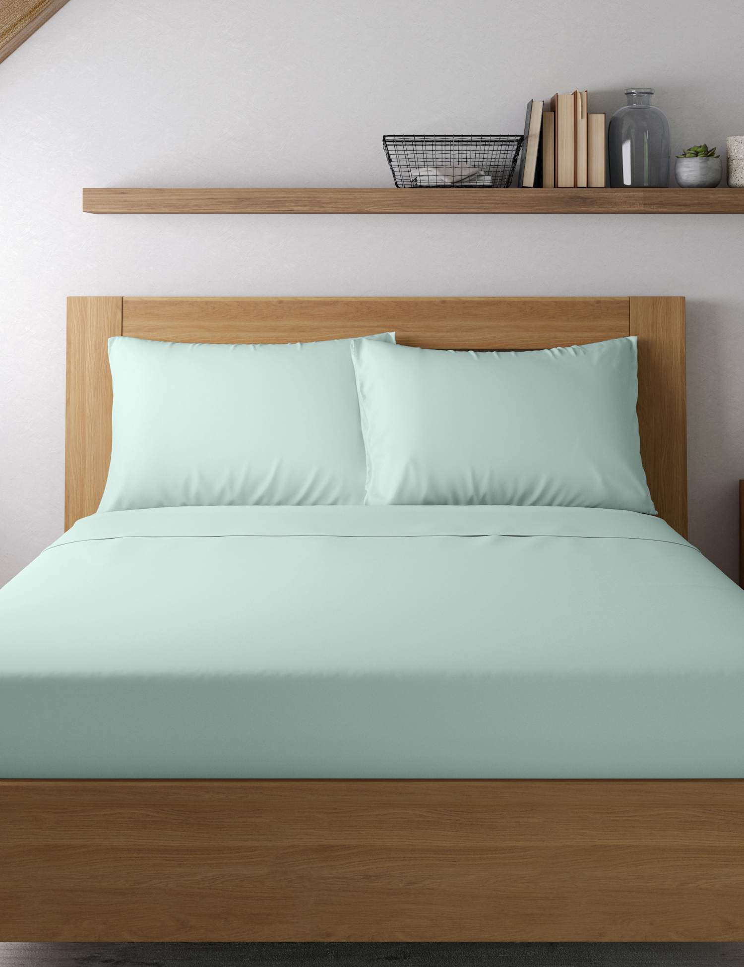 M&S Egyptian Cotton Sateen 400 Thread Count Pillowcase Duck Egg