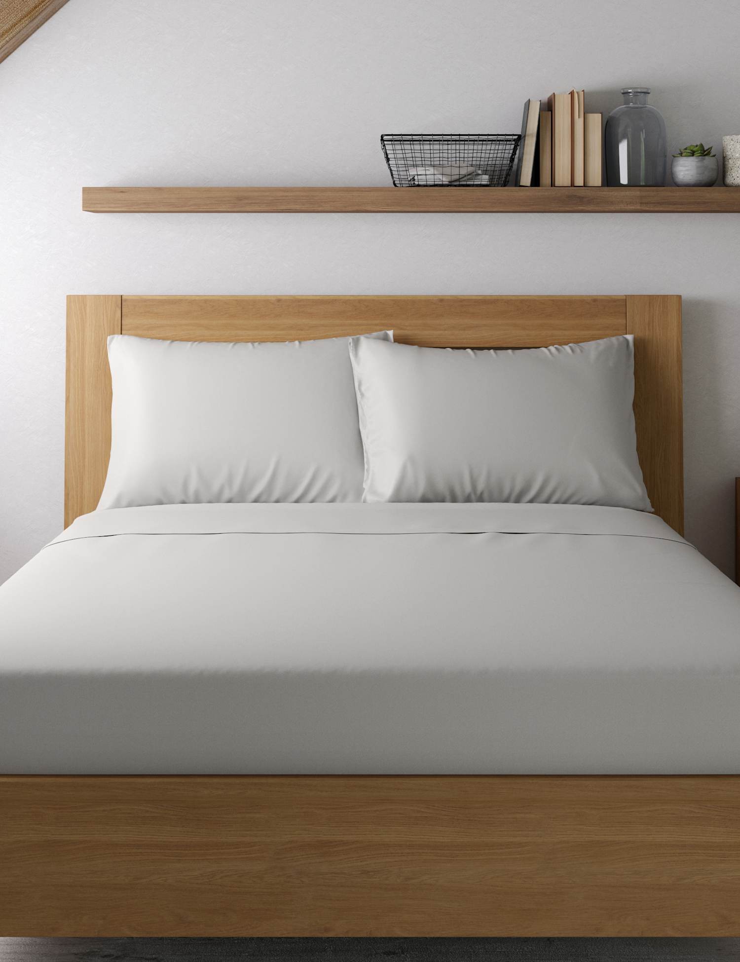 M&S Egyptian Cotton Sateen 400 Thread Count Pillowcase Pearl Grey