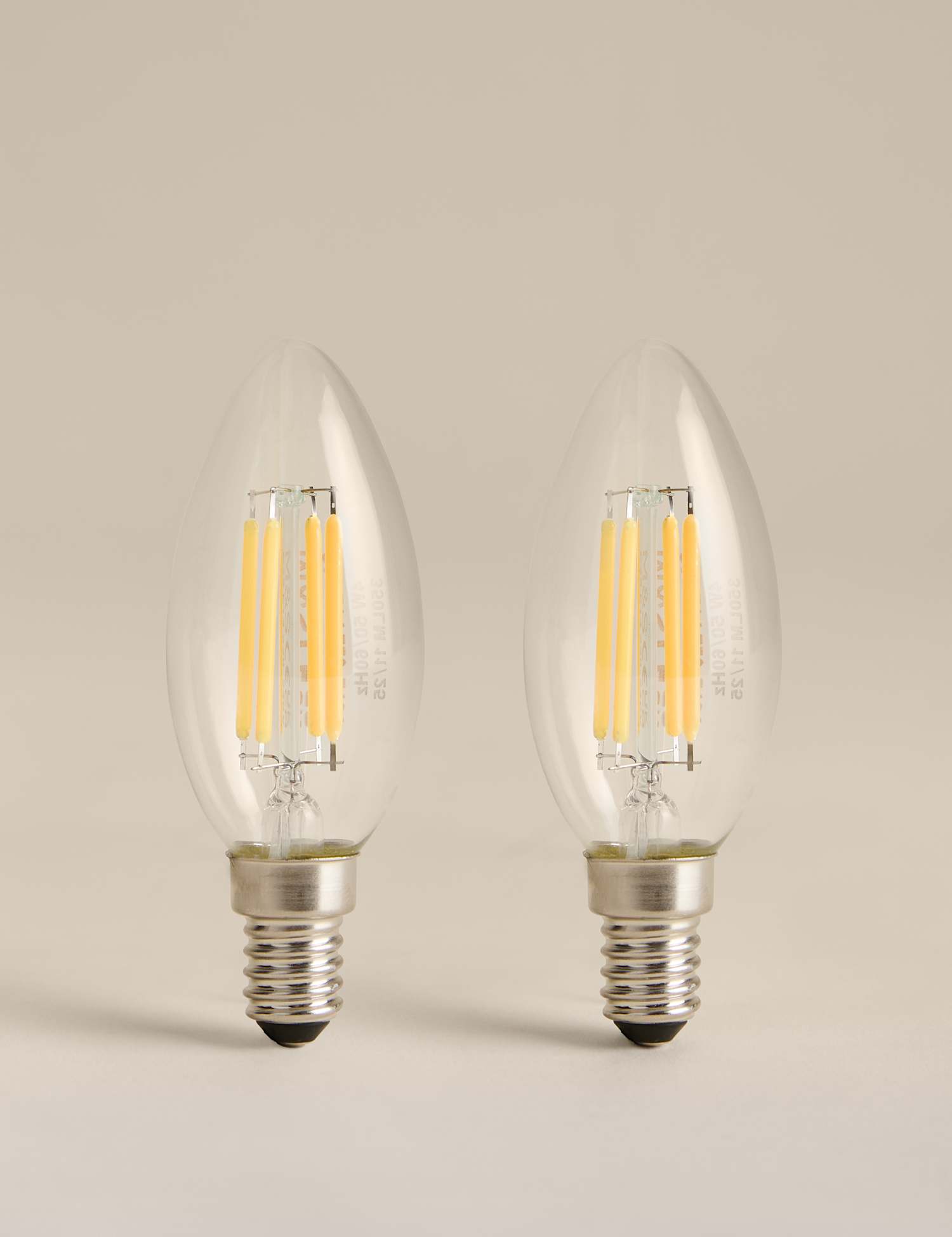 M&S 2 Pack 4W E14 Candle LED Light Bulbs Clear
