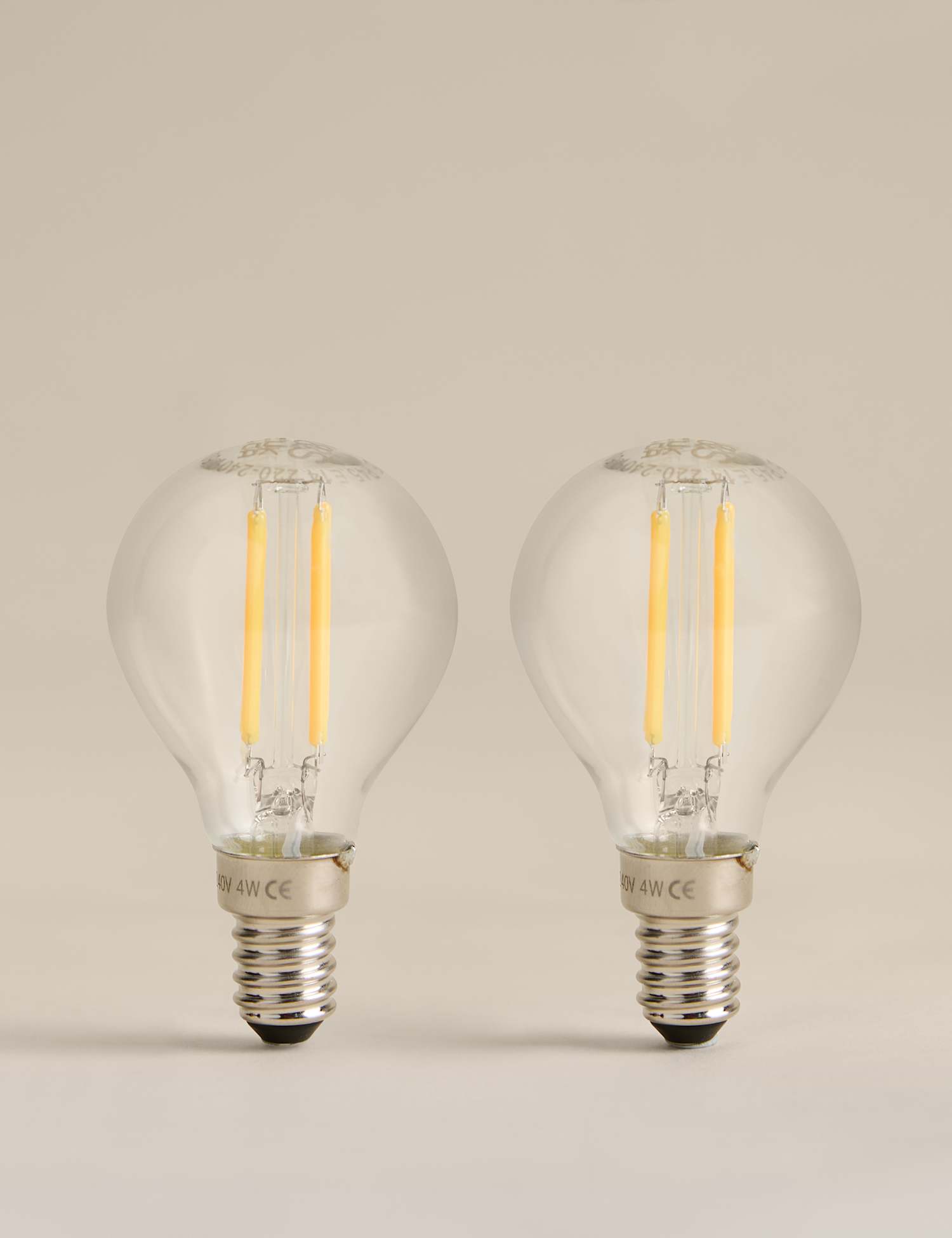 M&S 2 Pack 4W E14 Golf Ball LED Light Bulbs Clear