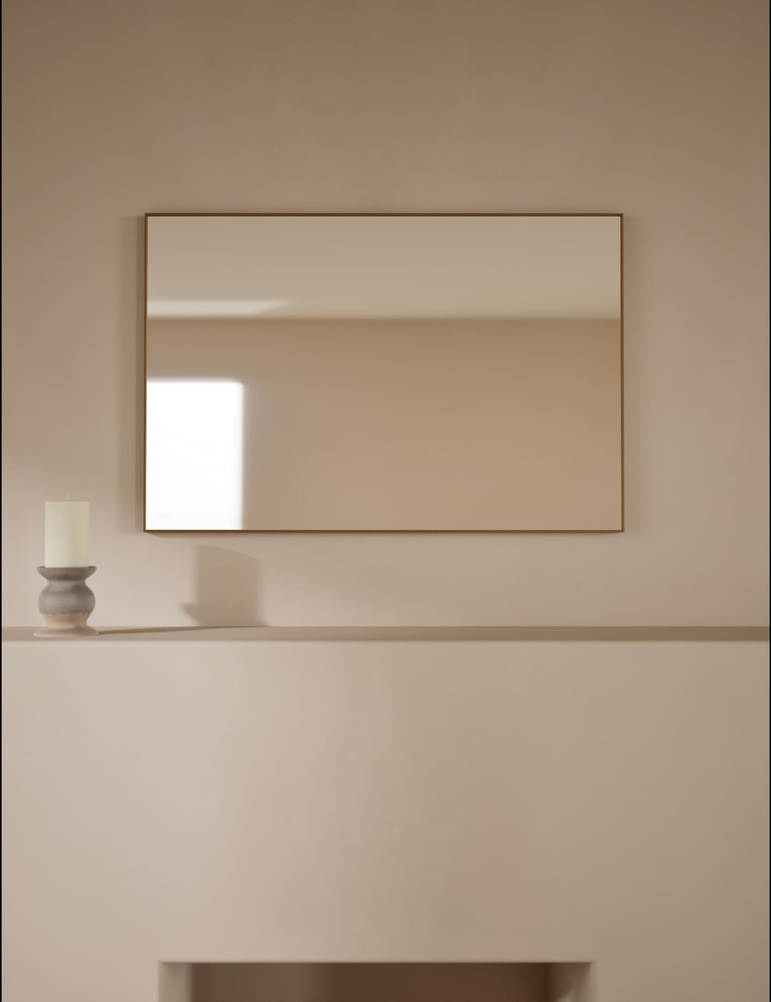 M&S Milan Rectangular Hanging Mirror 90 x 60 Antique Brass