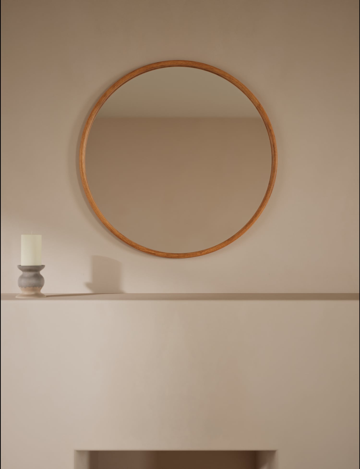 M&S Wooden Round Mirror 80cm Natural