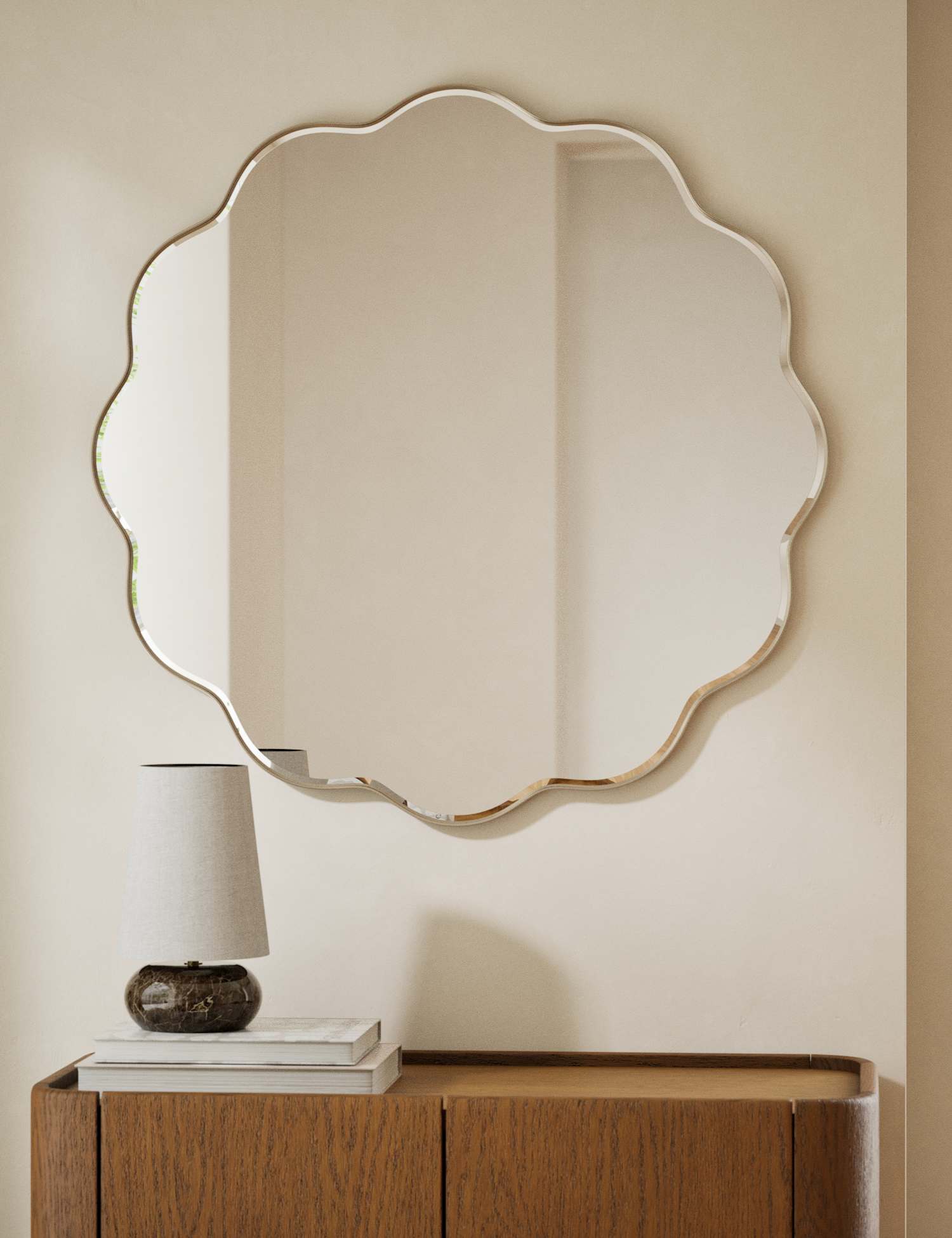 M&S Metal Soft Wave Wall Mirror Antique Brass