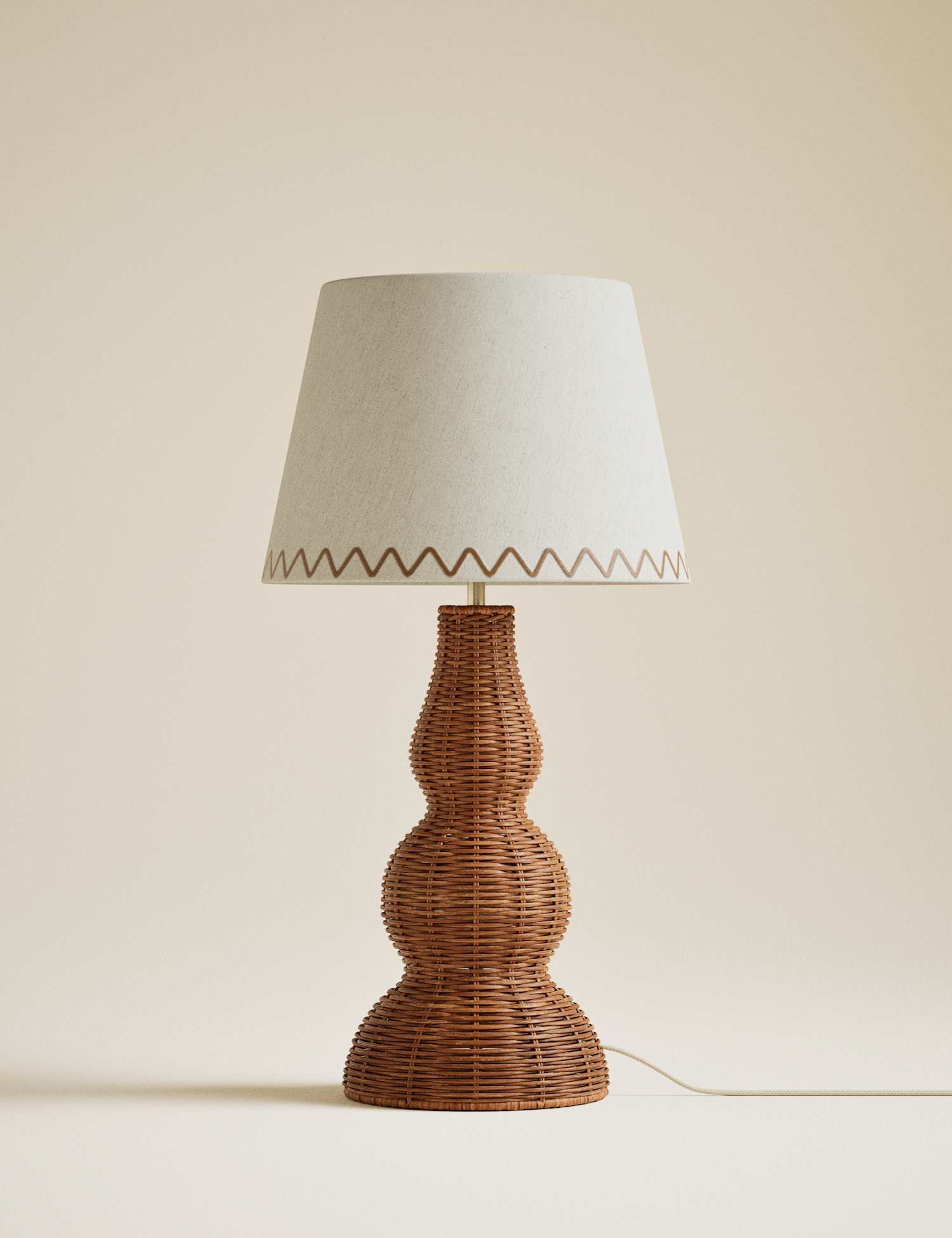 M&S Wicker Graduated Base Table Lamp Natural