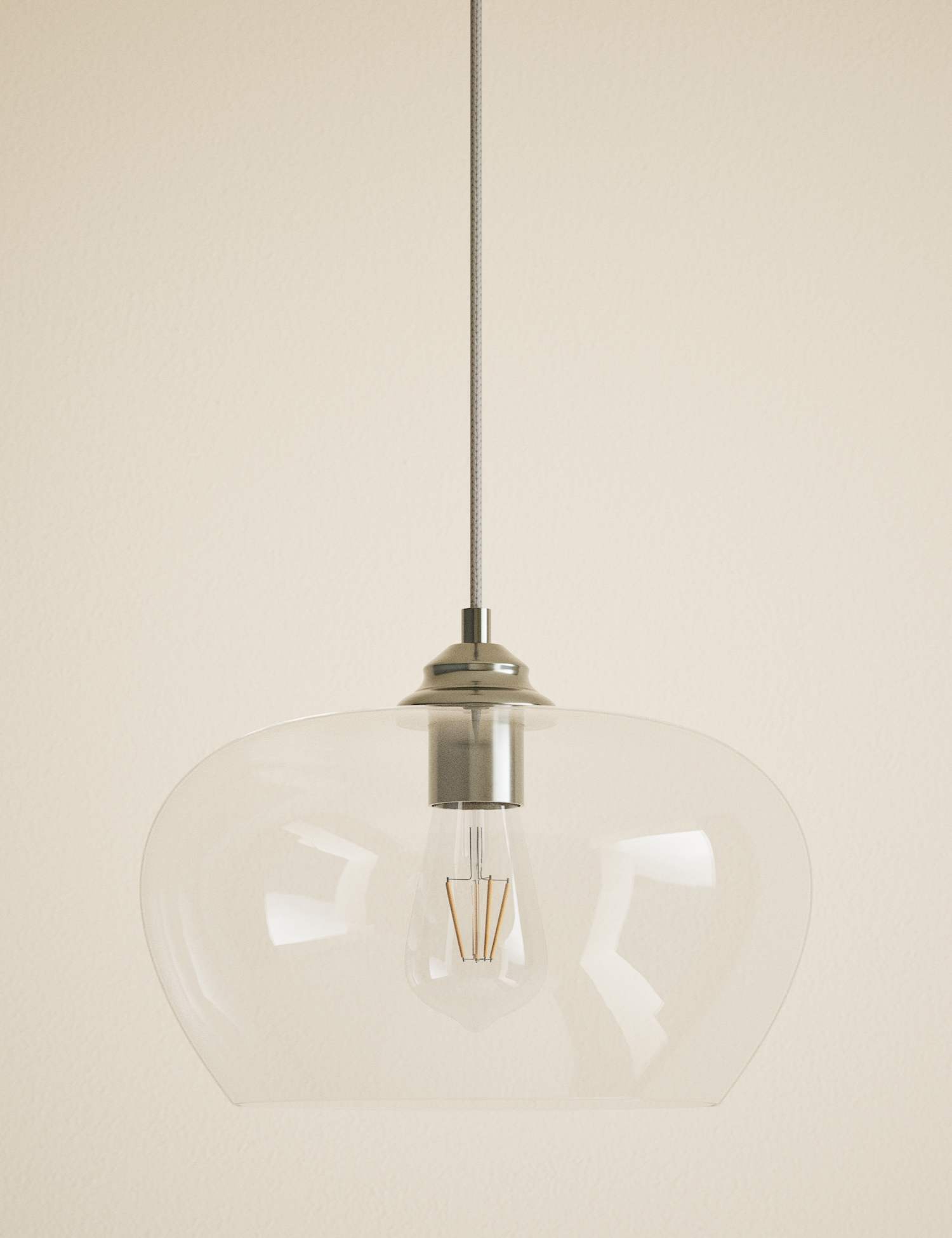 M&S Clear Glass Oval Shape Pendant Light Clear