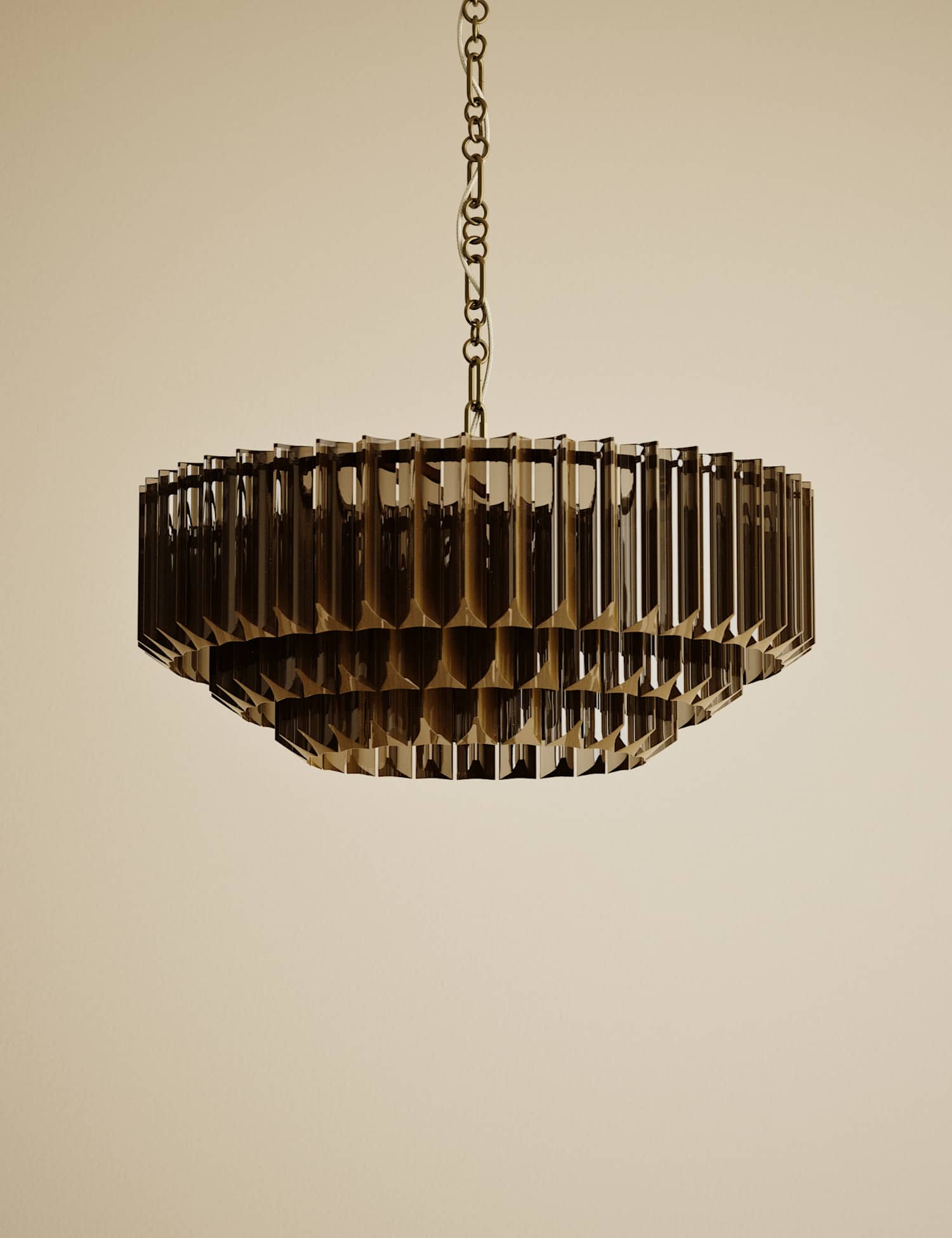 M&S 3 Tiered Glass Chandelier Amber