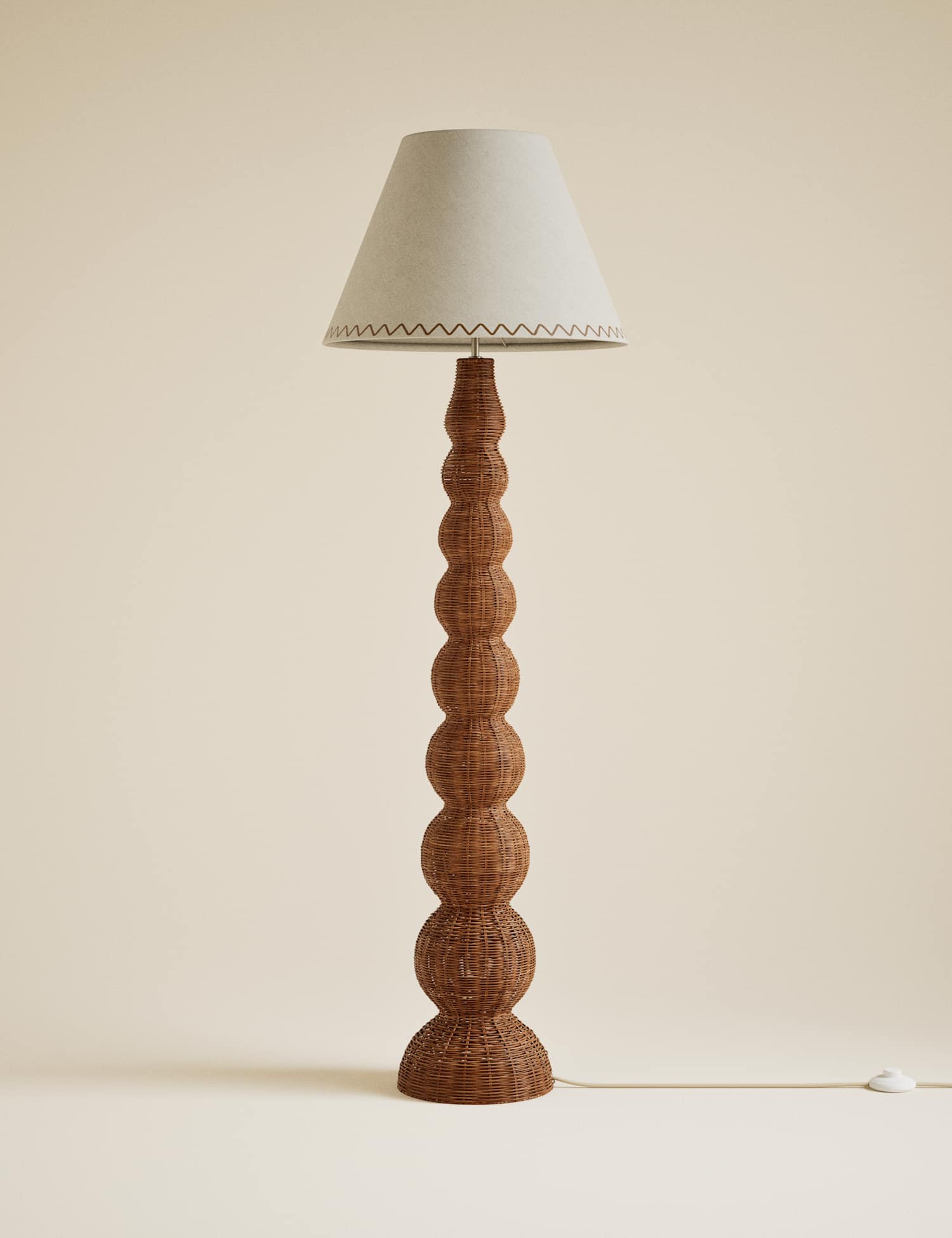 M&S Wicker Graduated Base Floor Lamp Brown