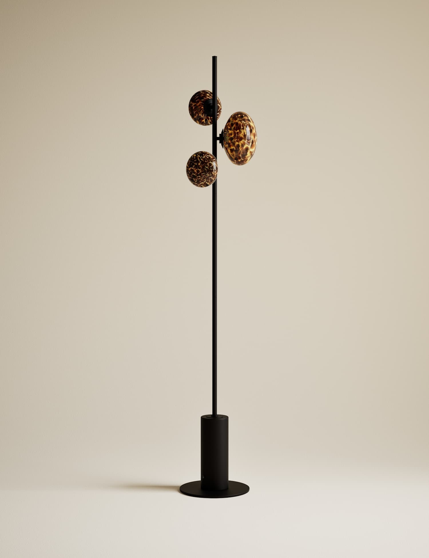 M&S Rechargeable Tortoiseshell 3 Light Floor Lamp Black