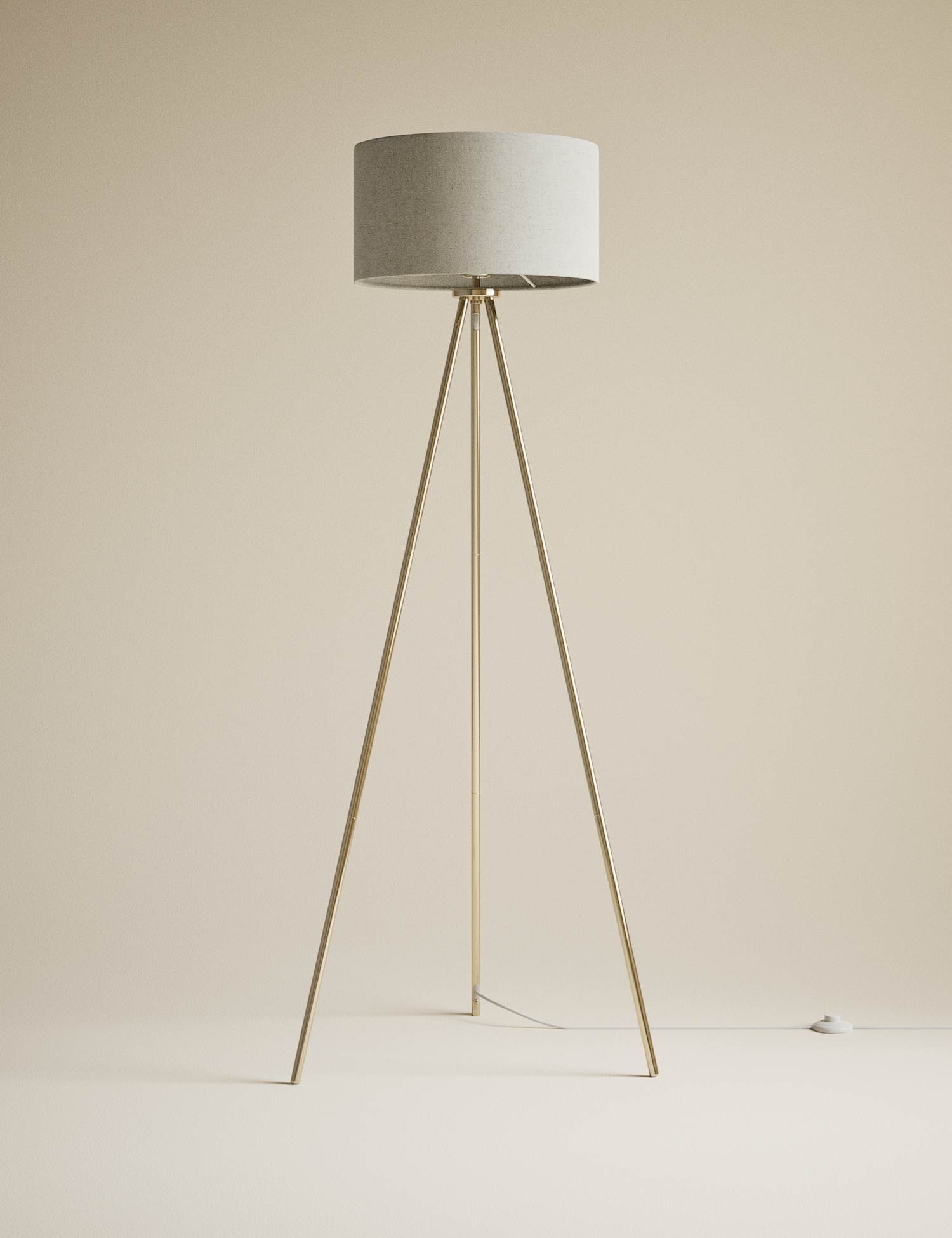 M&S Metal Tripod Floor Lamp Antique Brass