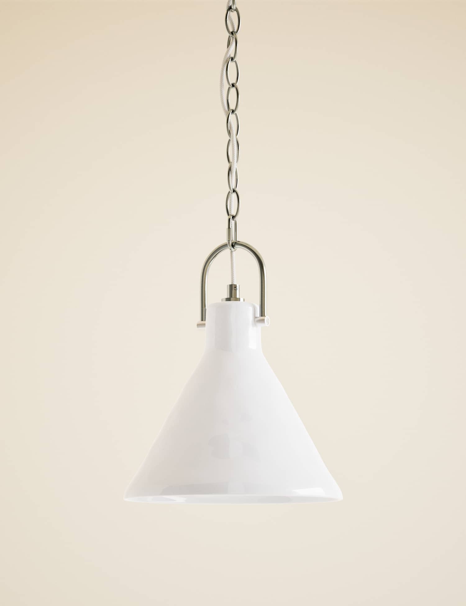 M&S Ceramic Mottled Cone Pendant Light White