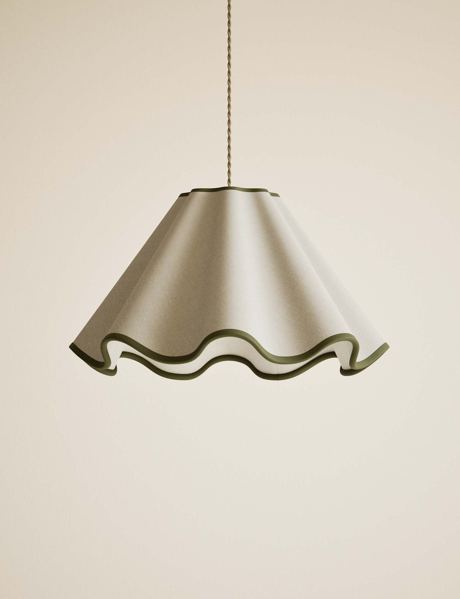M&S Wave Scallop Large Lamp Shade Green