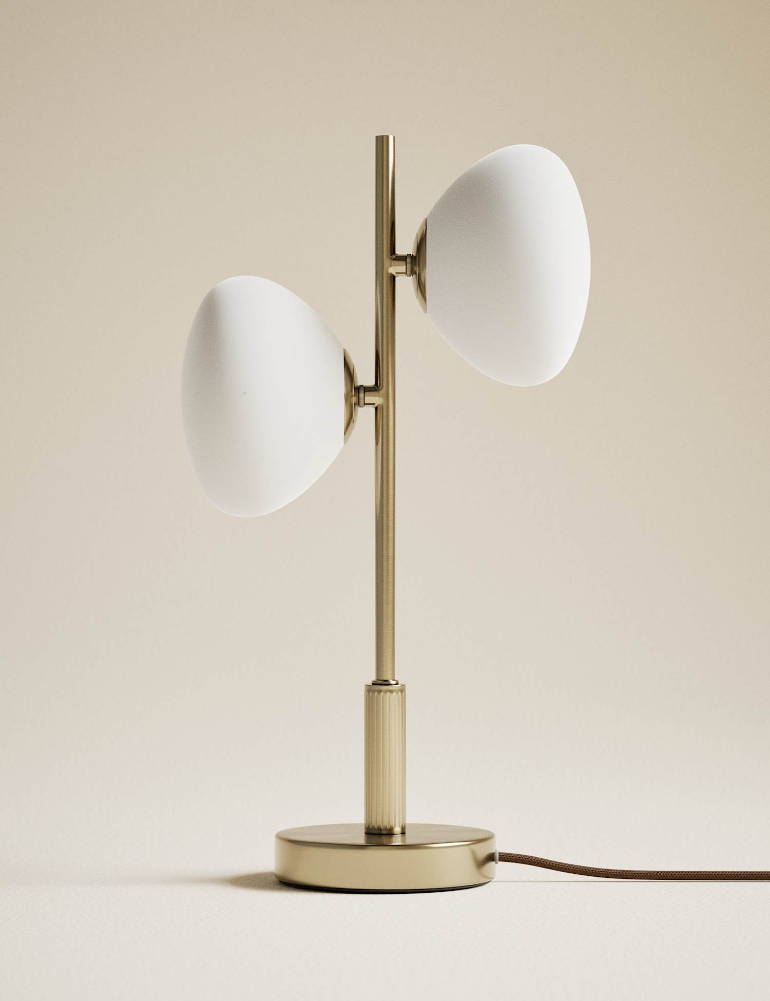 M&S Metal Two Light Table Lamp Antique Brass