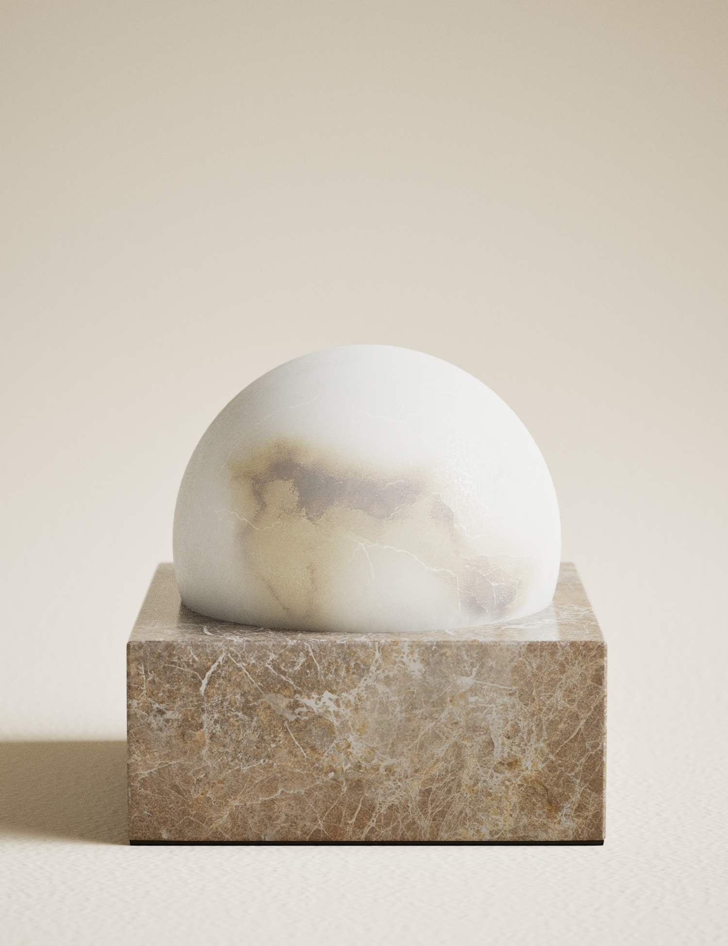 M&S Alabaster & Marble Rechargeable Table Lamp Natural