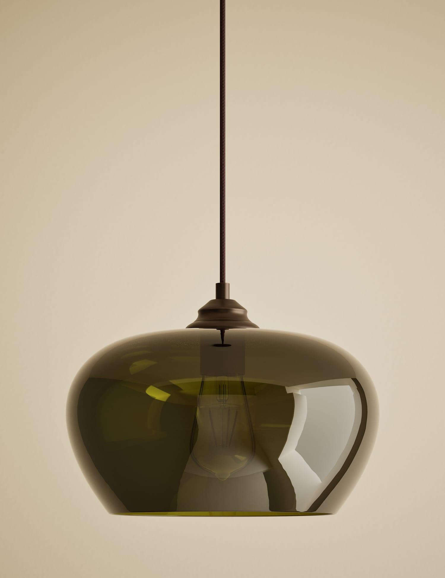 M&S Glass Oval Pendant Ceiling Light Green