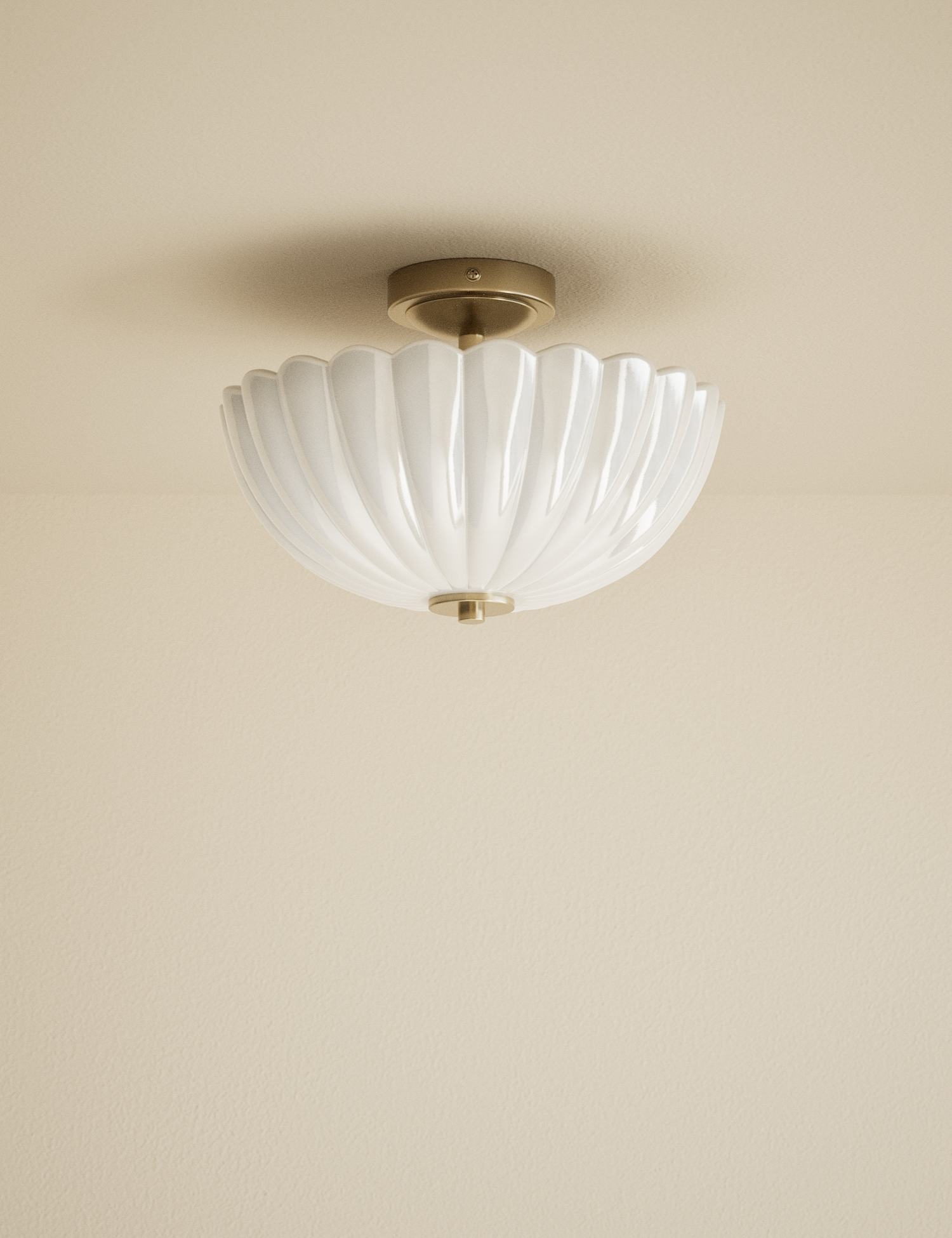 M&S Scallop Uplighter Flush Ceiling Light White