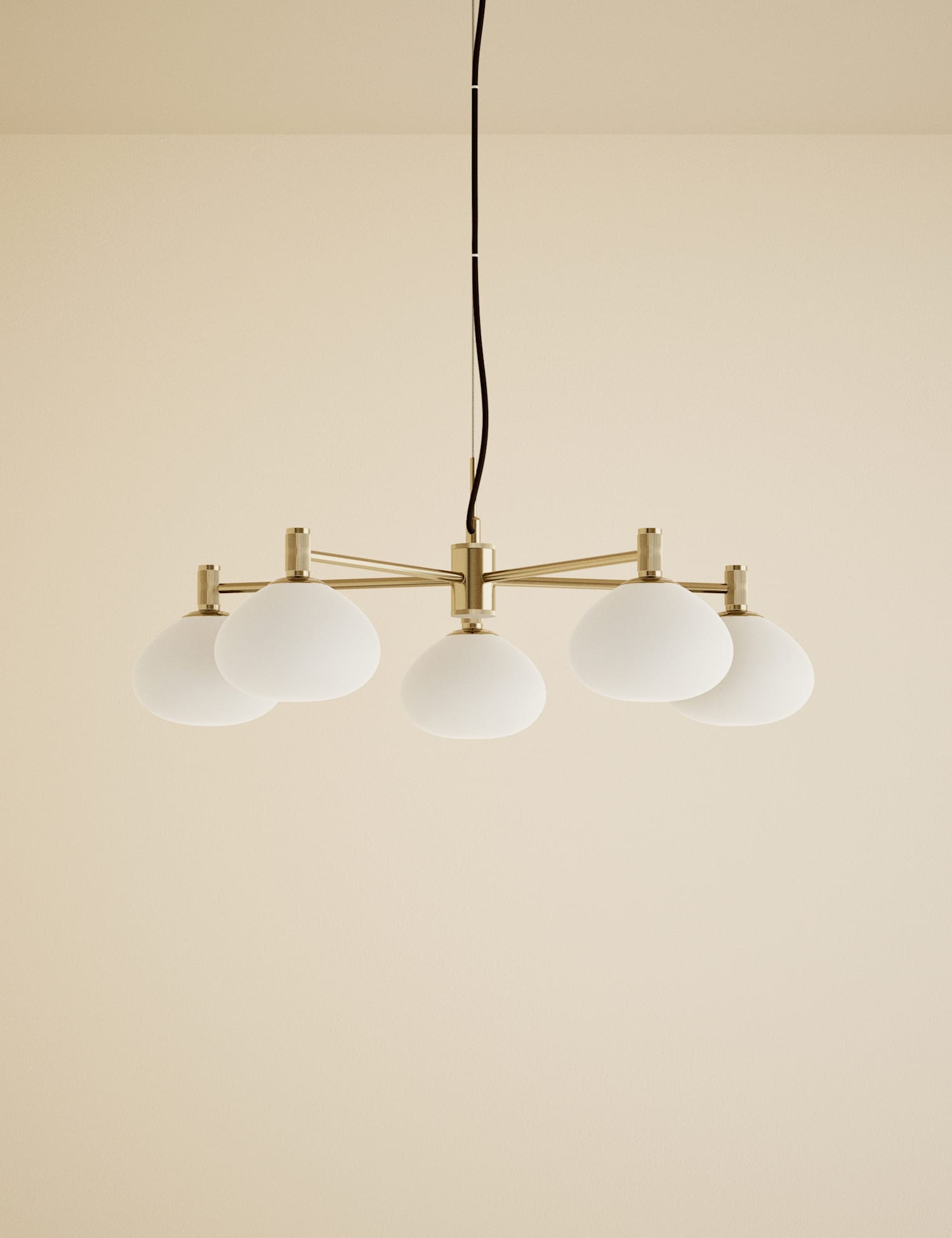M&S Metal and Glass 5 Light Pendant Light Antique Brass