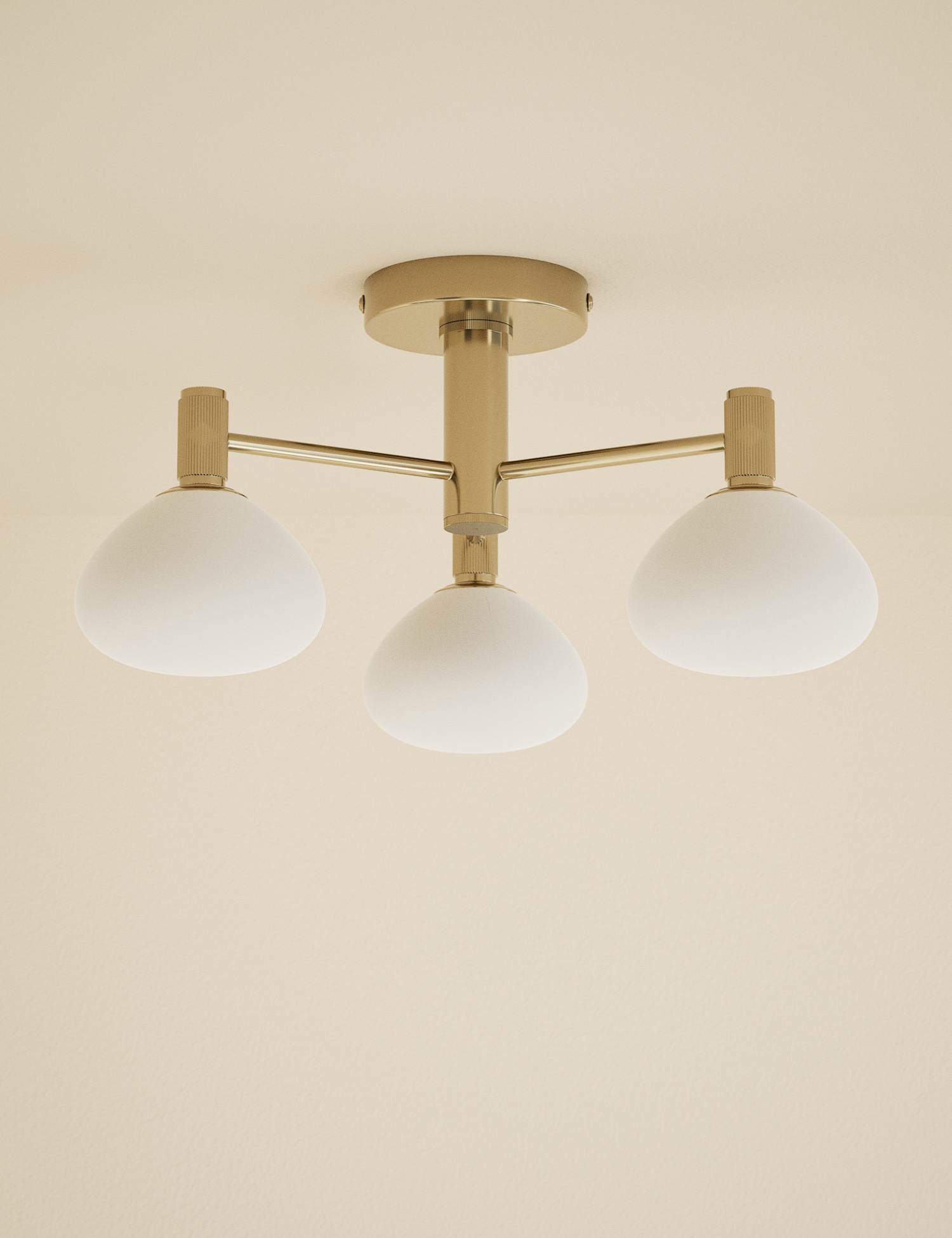 M&S Soft Organic Form 3 Light Ceiling Light Antique Brass