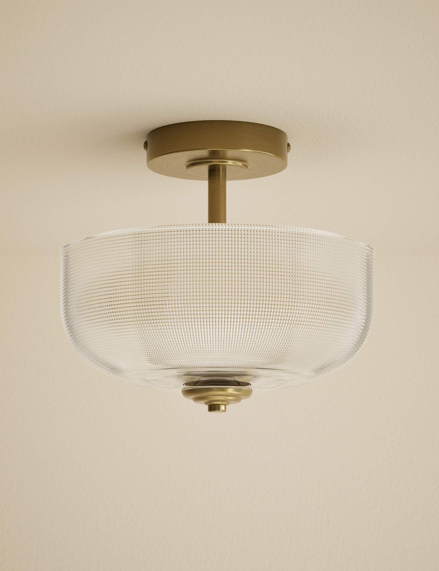 M&S Reeded Glass Ceiling Light Antique Brass
