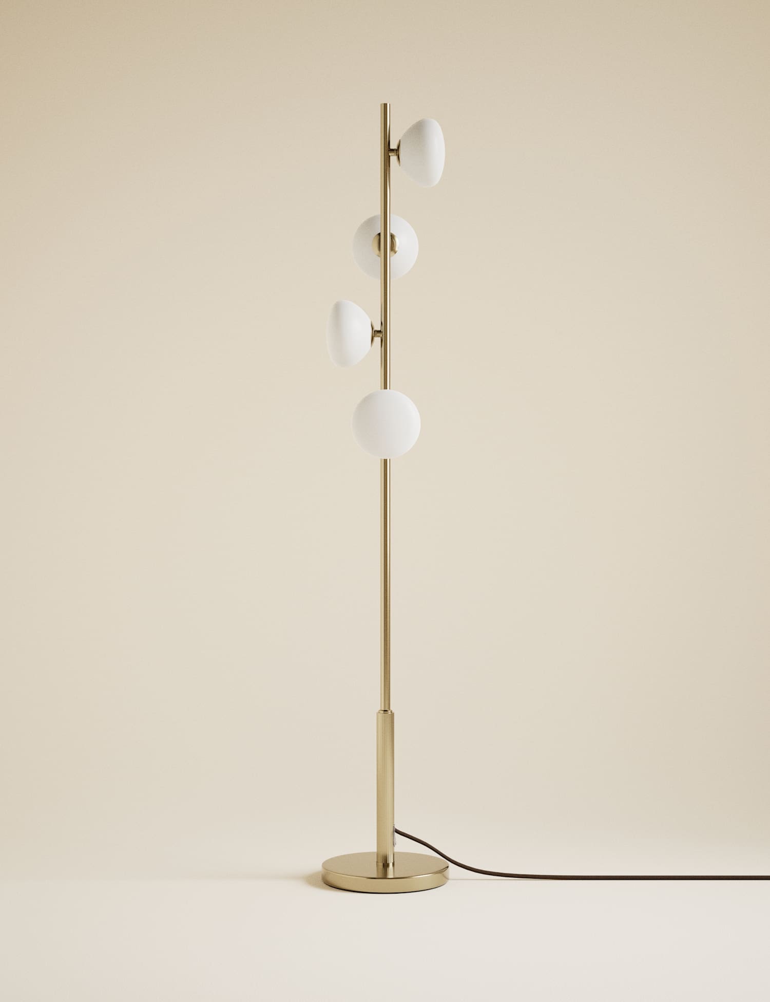 M&S Glass 4 Head Floor Lamp Antique Brass