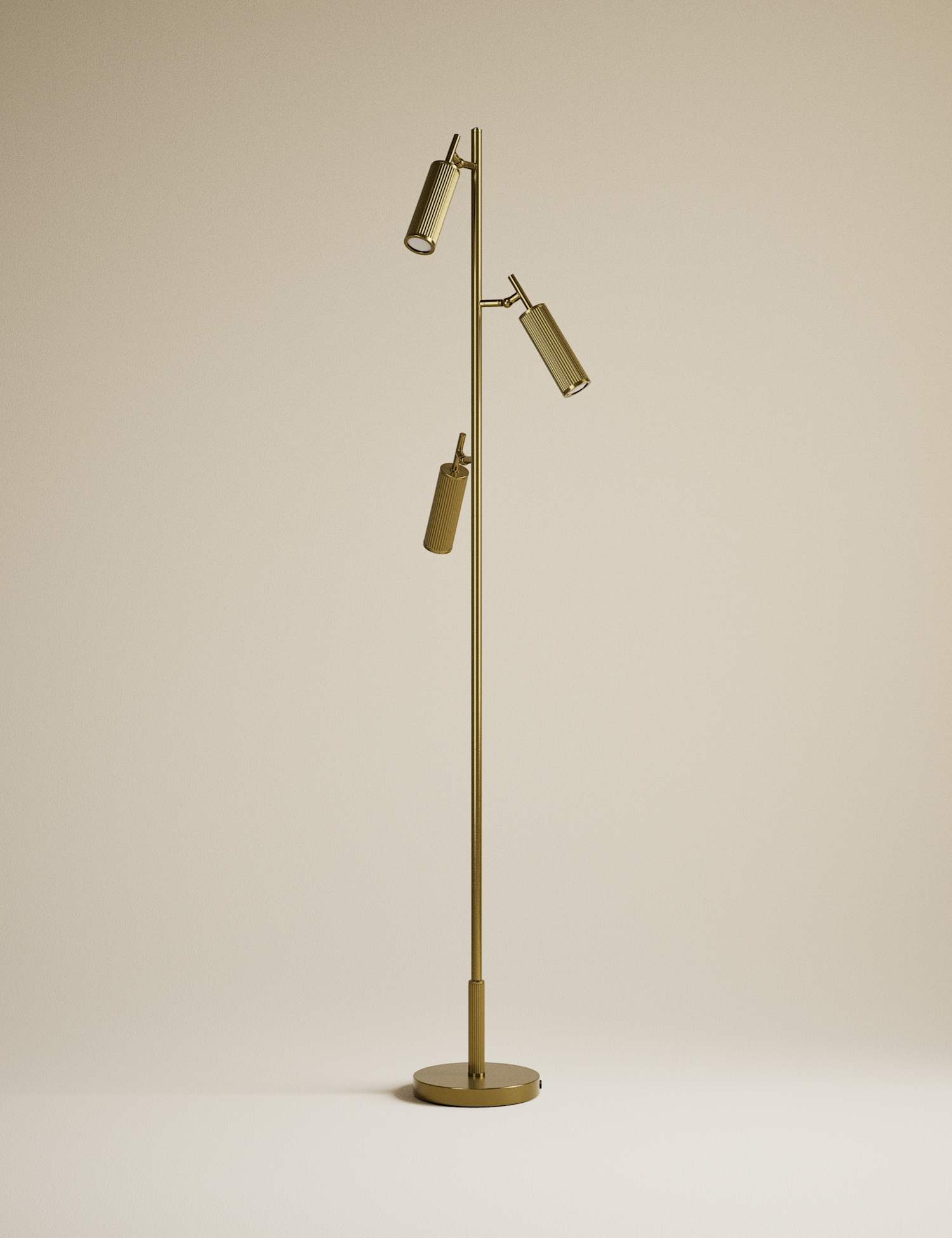 M&S Rechargeable Three Light Ribbed Floor Lamp Antique Brass