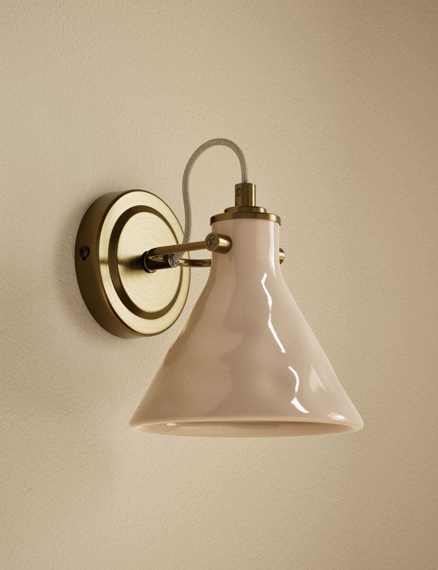 M&S Ceramic Mottled Cone Wall Light Biscuit