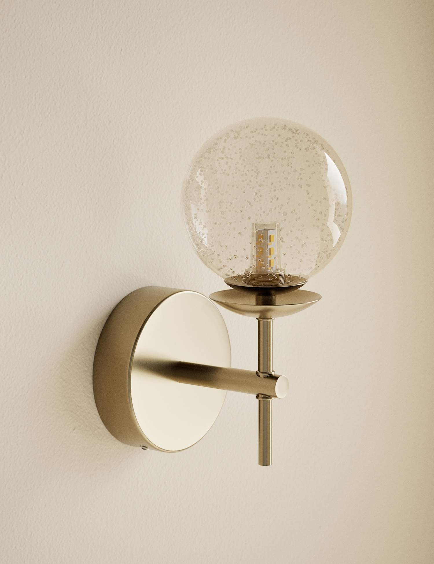 M&S Glass Single Sputnik Bubble Wall Light Champagne