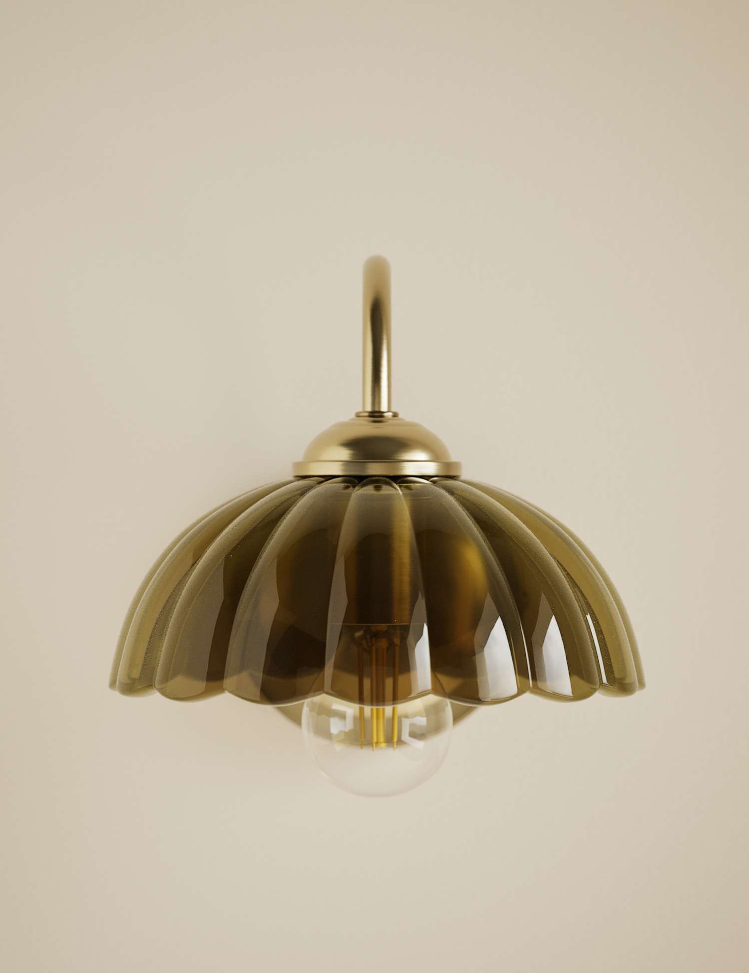 M&S Scalloped Glass Shade Wall Light Green