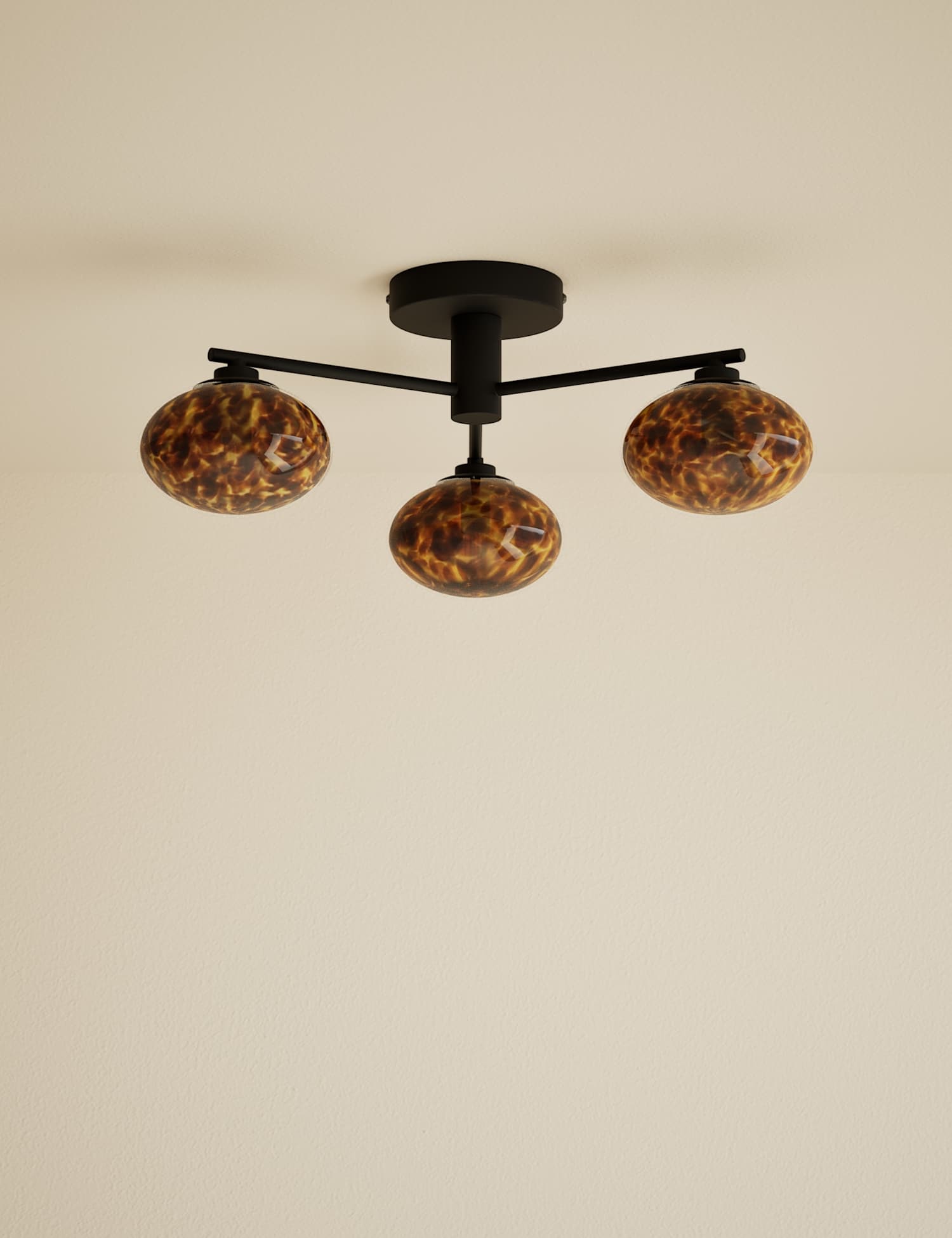 M&S 3 Light Tortoiseshell Flush Ceiling Light Black