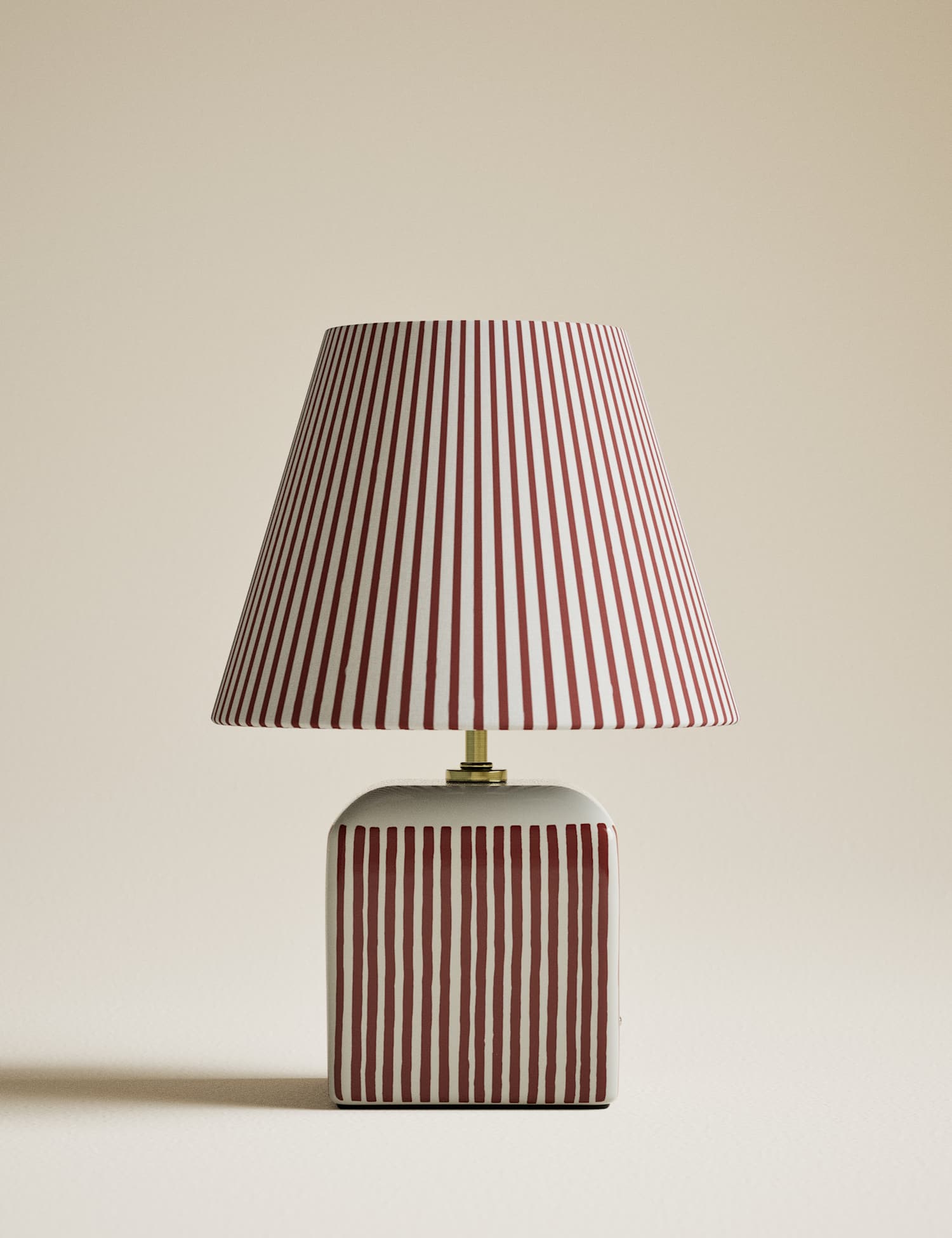 M&S Joshua Ceramic Striped Rechargeable Table Lamp Chestnut