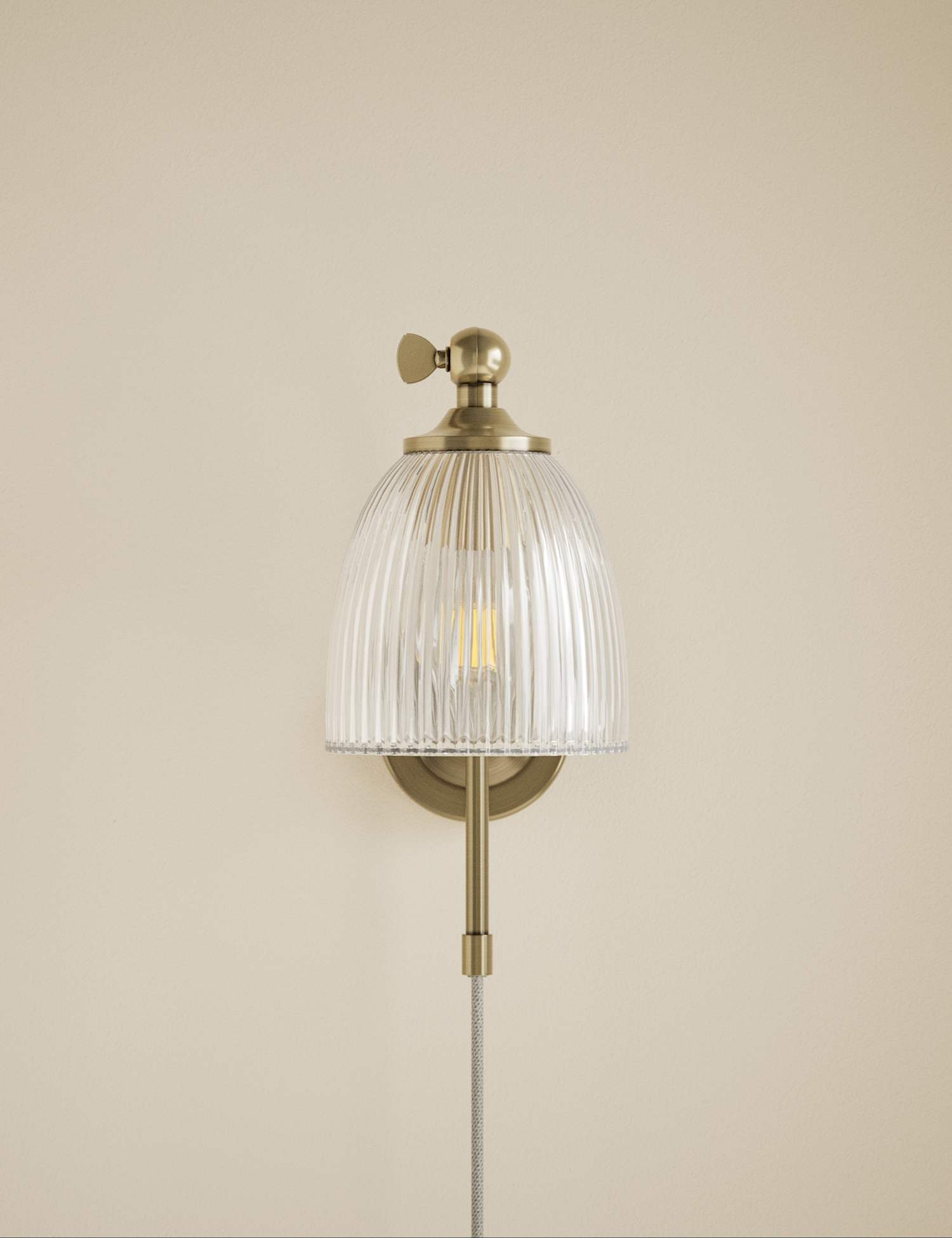 M&S Ribbed Plug In Wall Light Antique Brass