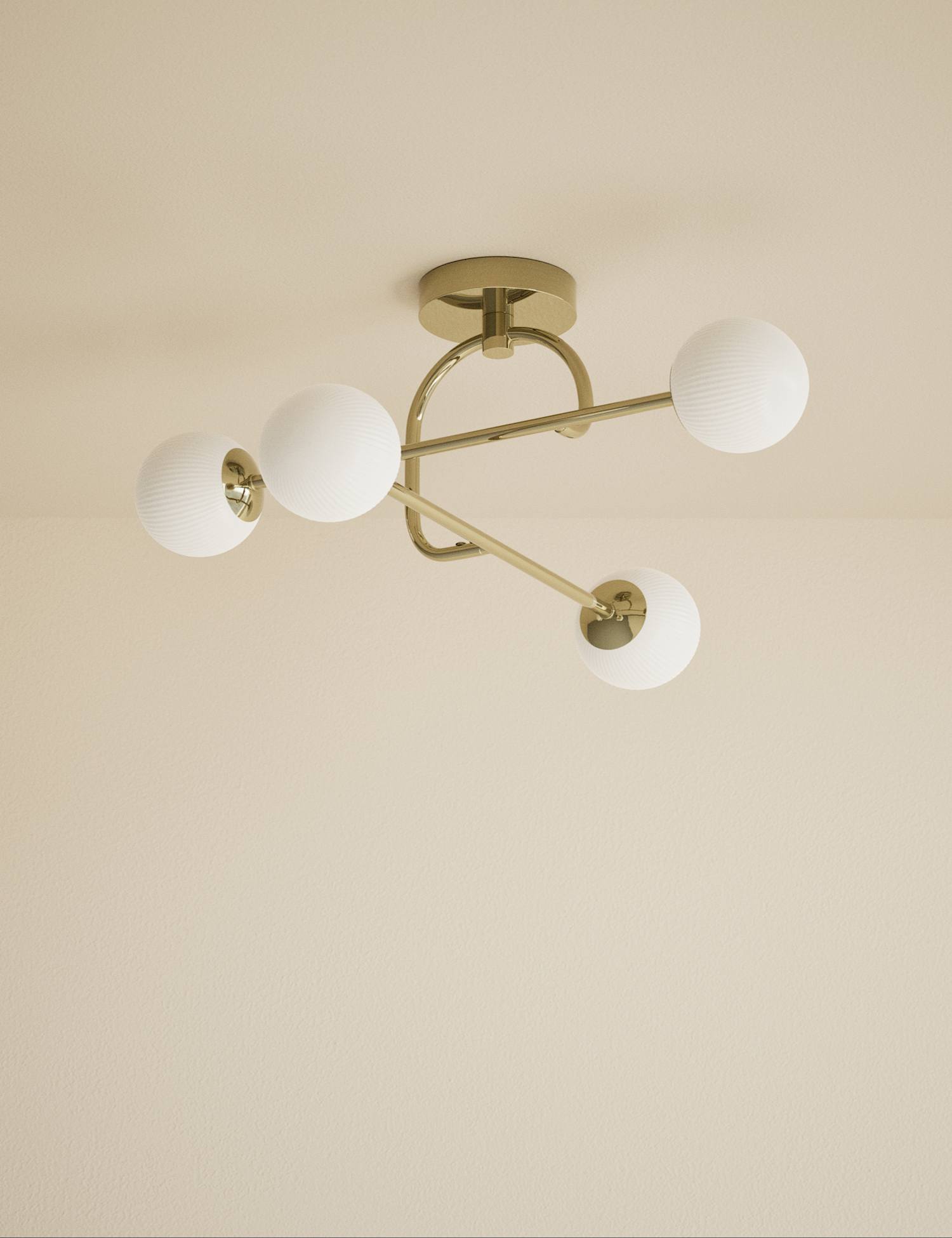 M&S Parker Flush Ceiling Light Antique Brass