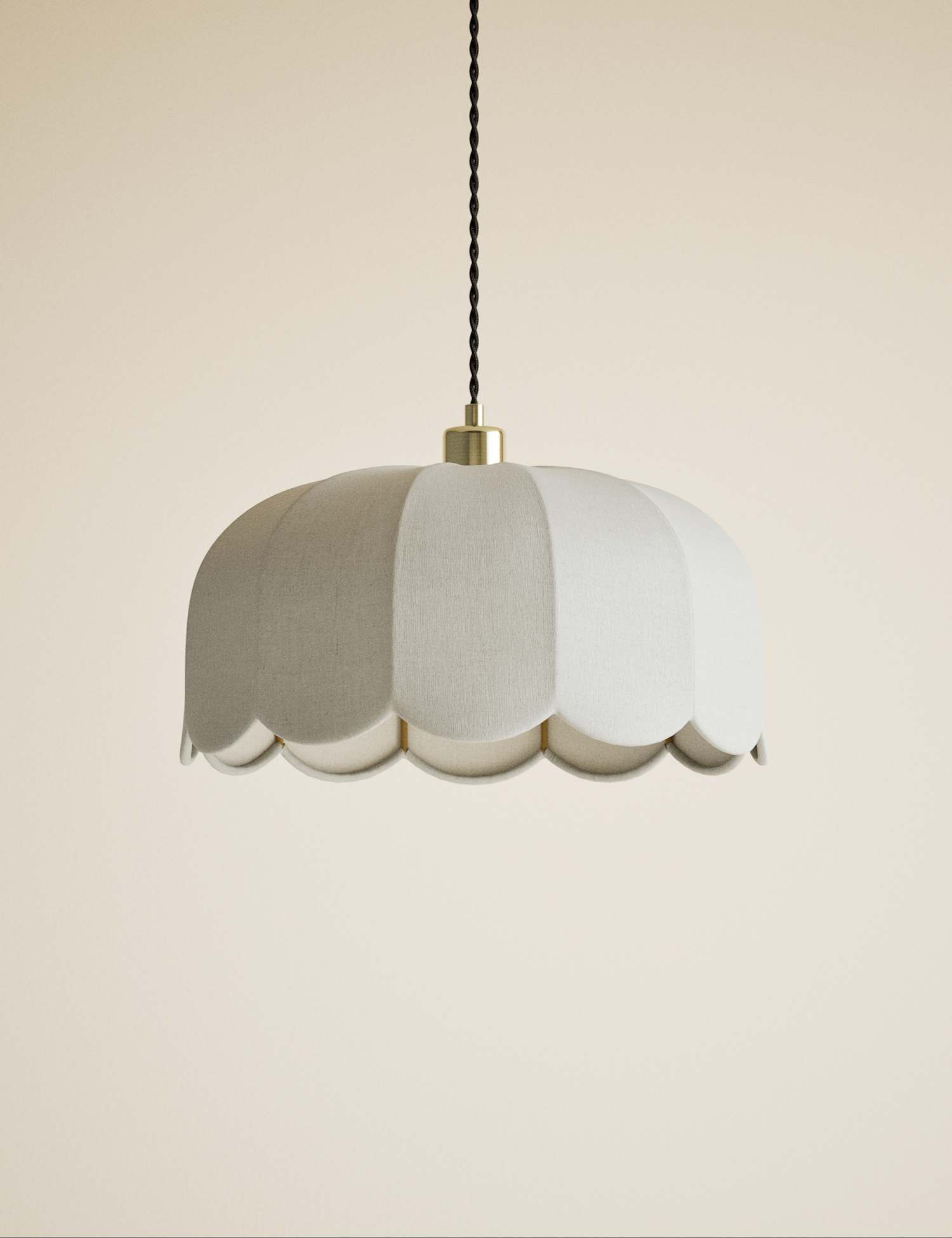 M&S Skeletal Petal Fabric Scallop Pendant Light Natural