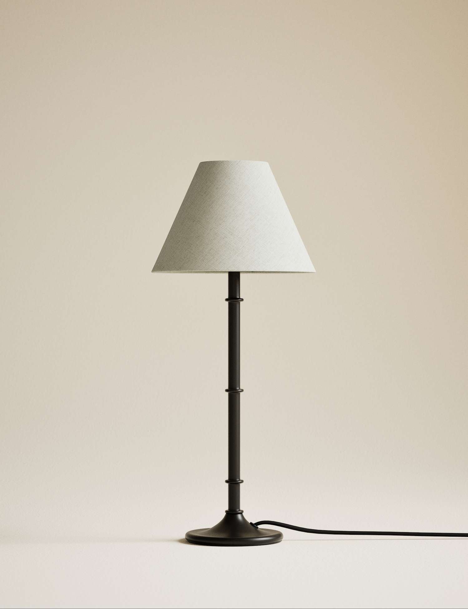 M&S Metal Ribbed Table Lamp Black