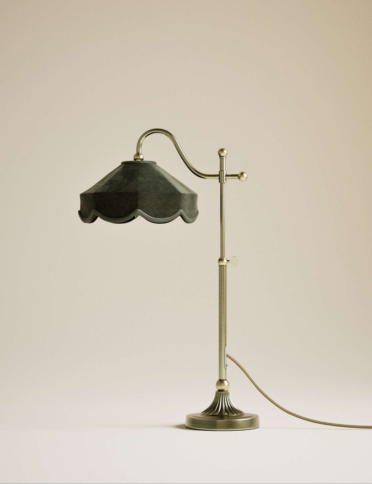 M&S Winnie Velvet Table Lamp Green
