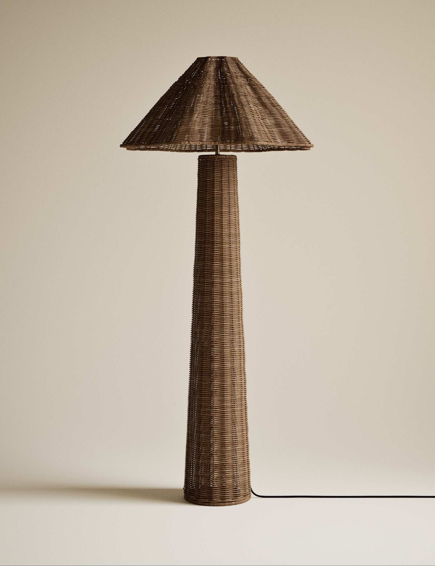 M&S Wicker Scallop Flare Floor Lamp Natural